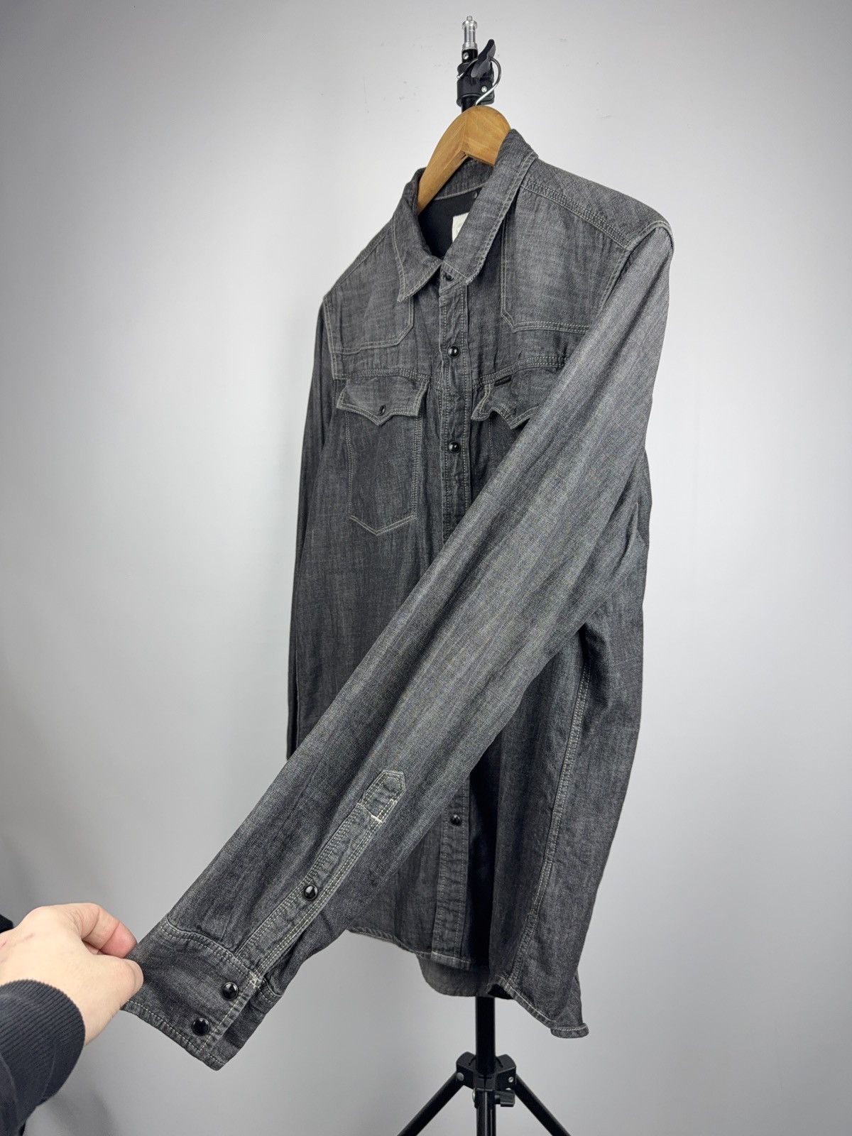 G-Star 00s Y2K G-Star RAW Denim Western Shirt Snap Button Grey Size US L / EU 52-54 / 3 - 5 Thumbnail