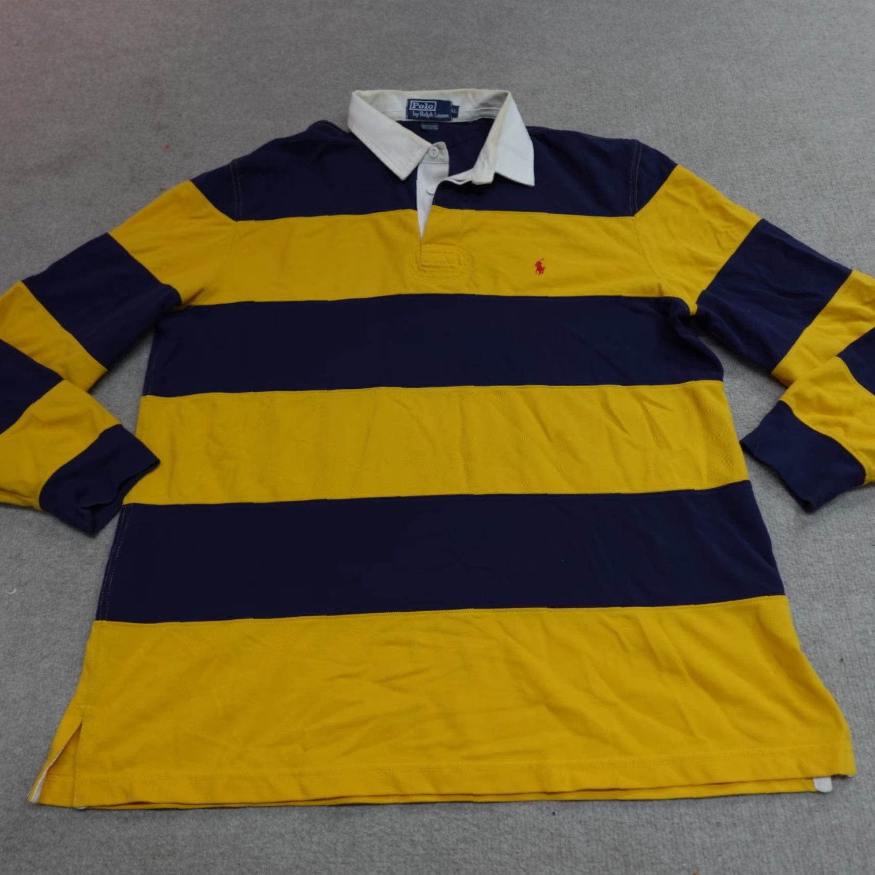Polo Ralph Lauren VINTAGE Polo Ralph Lauren Polo Shirt XL Blue Stripe Shirt Men Regular Short Sleeve Knit Cotton Embroidered Size US XL / EU 56 / 4 - 2 Thumbnail