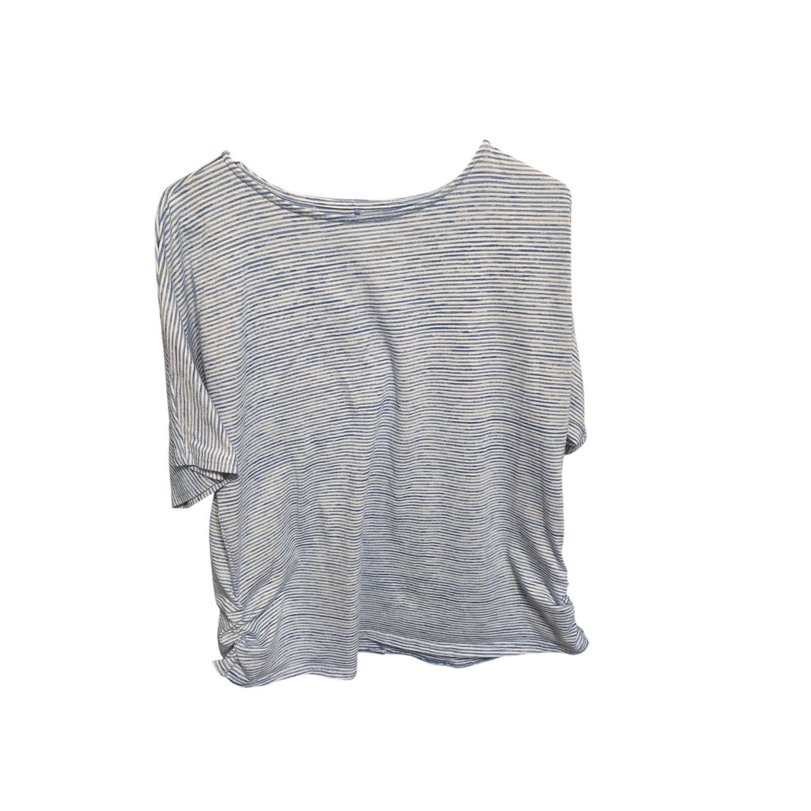 Croft & Barrow Croft & Barrow Blue White Striped Ruched Side Tee 1X Size XL / US 12-14 / IT 48-50 - 5 Thumbnail