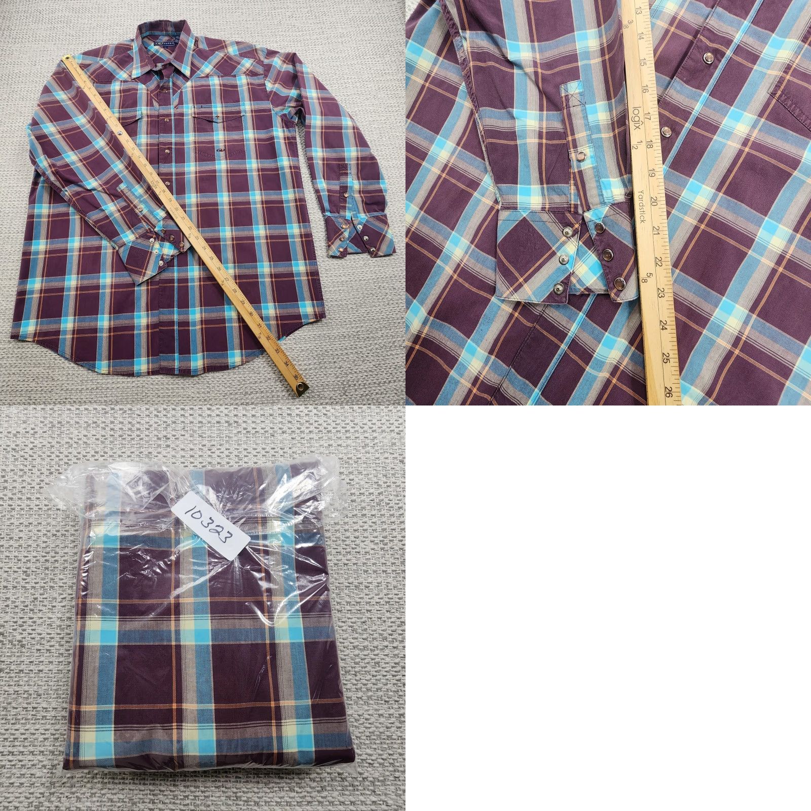 Roper Roper Shirt Mens Large Purple Blue Plaid Western Pearl Snap Rodeo Cowboy Shirt Size US L / EU 52-54 / 3 - 9 Thumbnail