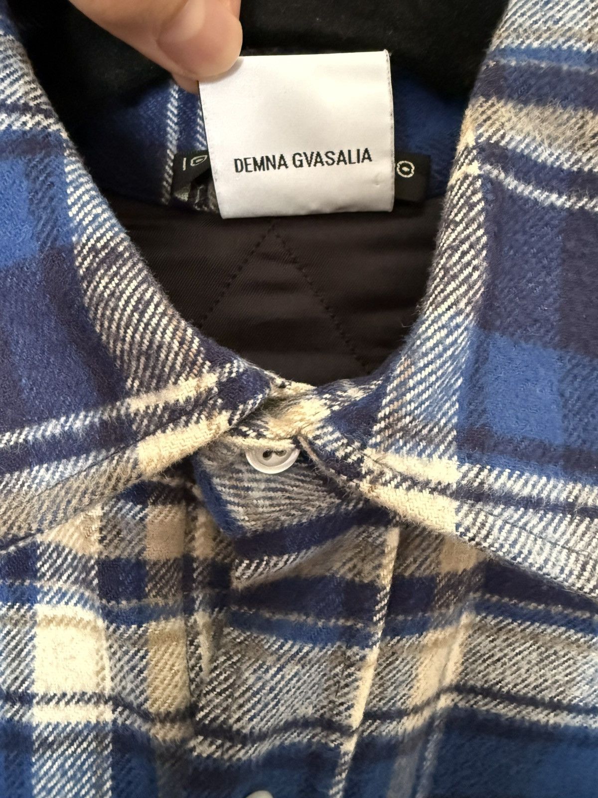 Vetements FW17 Football Shouldered Checked Flannel Shirt In Blue Size XS / US 0-2 / IT 36-38 - 7 Thumbnail