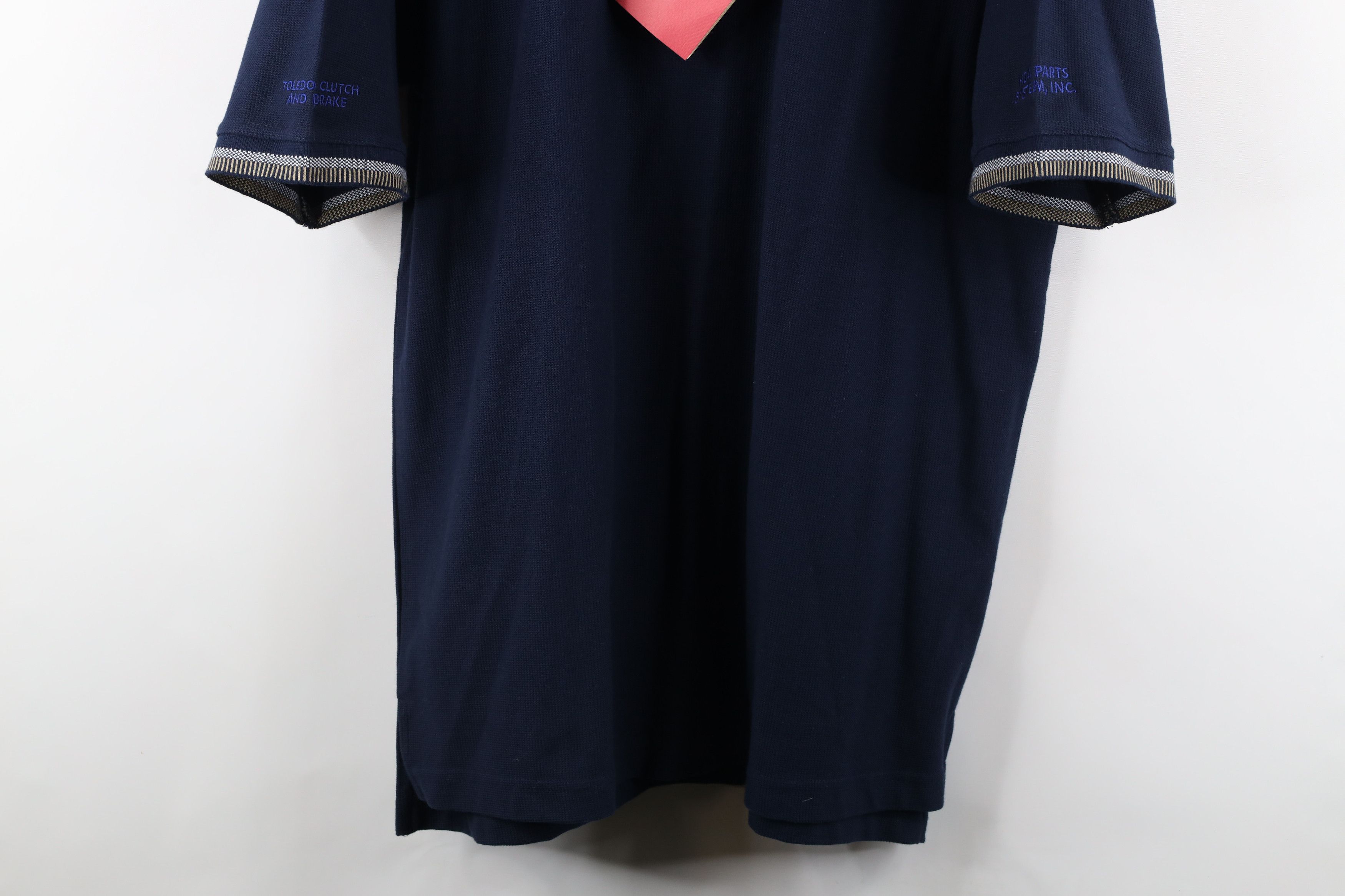 Vintage Deadstock Vintage 90s Streetwear Waffle Knit Polo Shirt Blue Size US L / EU 52-54 / 3 - 3 Thumbnail