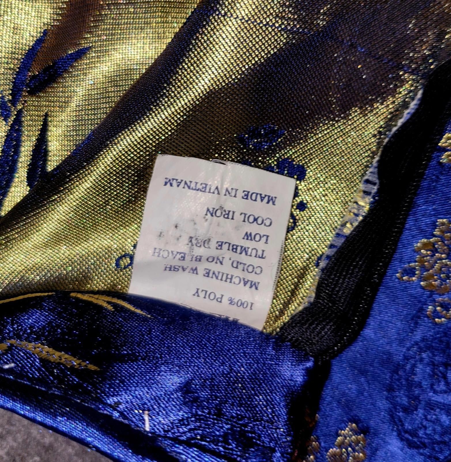 Hilditch & Key KEY women's MED. blue & gold asian style long dress zip back Size M / US 6-8 / IT 42-44 - 8 Thumbnail