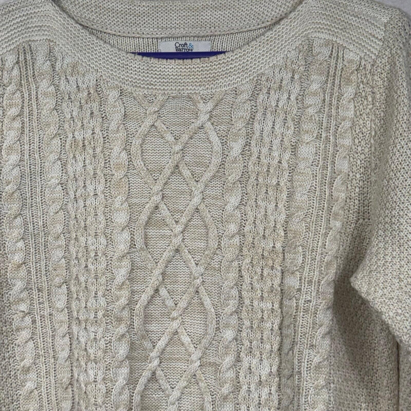 Croft & Barrow Croft & Barrow Cream Cable Knit Sweater Size Large Size L / US 10 / IT 46 - 2 Thumbnail