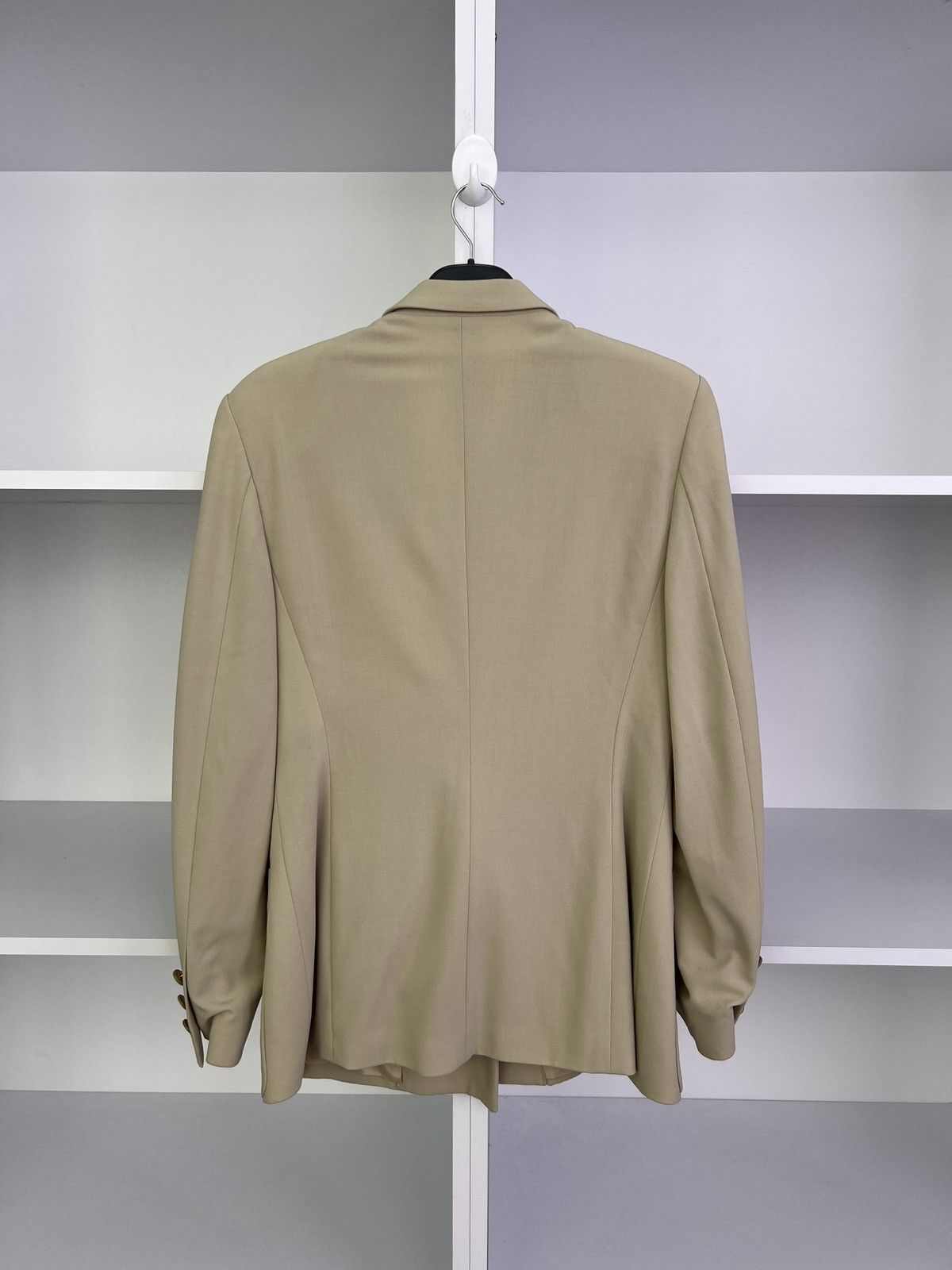 Designer × Escada × Vintage Vintage ESCADA Women's Beige Wool Blazer Jacket Size S / US 4 / IT 40 - 15 Thumbnail