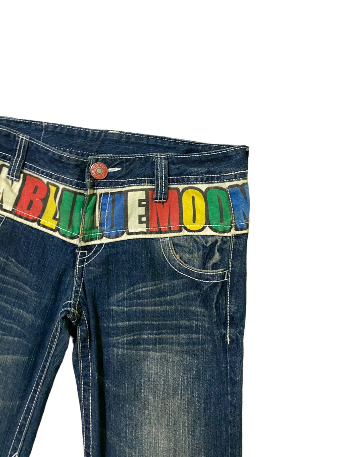 Japanese Brand × Vintage VINTAGE BLUE MOON BLUE SPELL OUT CLAWMARK LOW WAIST DENIM Size US 34 / EU 50 - 5 Thumbnail