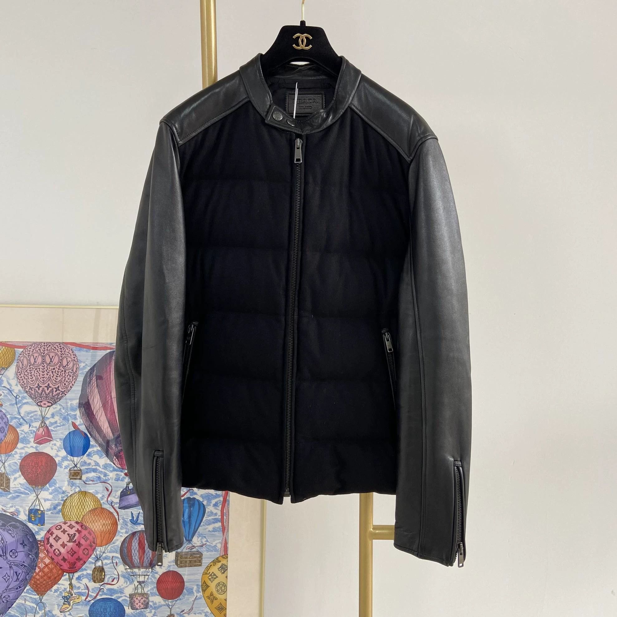 Prada Prada Black Leather Paneled Jacket Size 52 Size US L / EU 52-54 / 3 - 1 Thumbnail