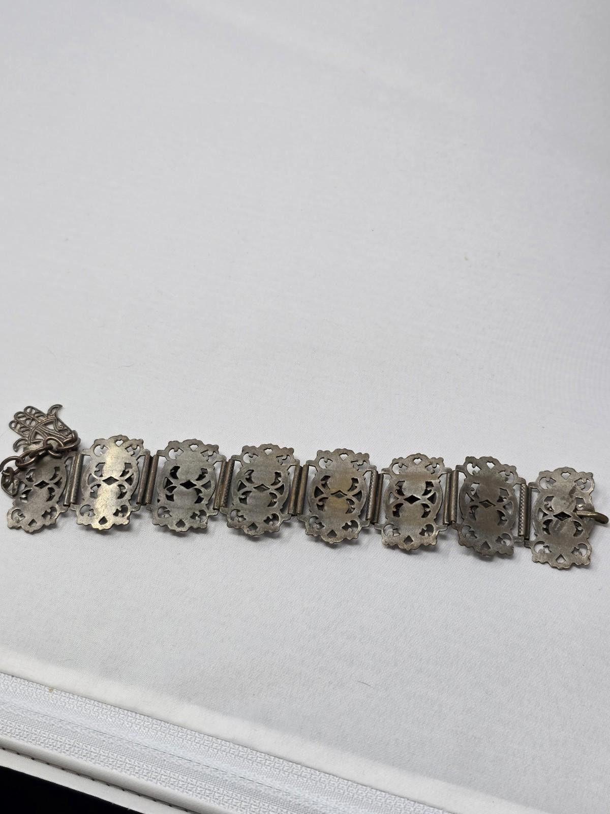 Antique Rivet Antique Art Deco Egyptian Czech Glass Scarab Bracelet Size ONE SIZE - 7 Thumbnail