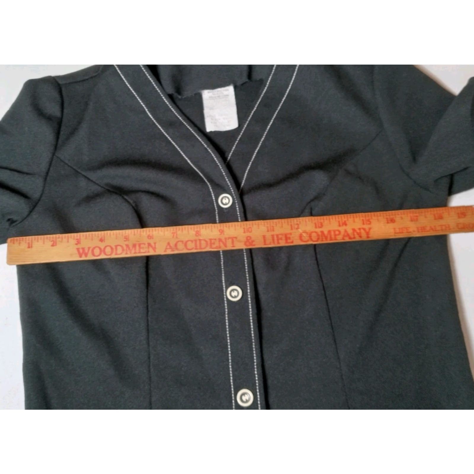 Vintage VINTAGE Smock Shirt XL Tall Black Polyester V neck Short Sleeve Button-Up 14 Tall Womens Work Shirt Casual Workwear Size XL / US 12-14 / IT 48-50 - 5 Thumbnail