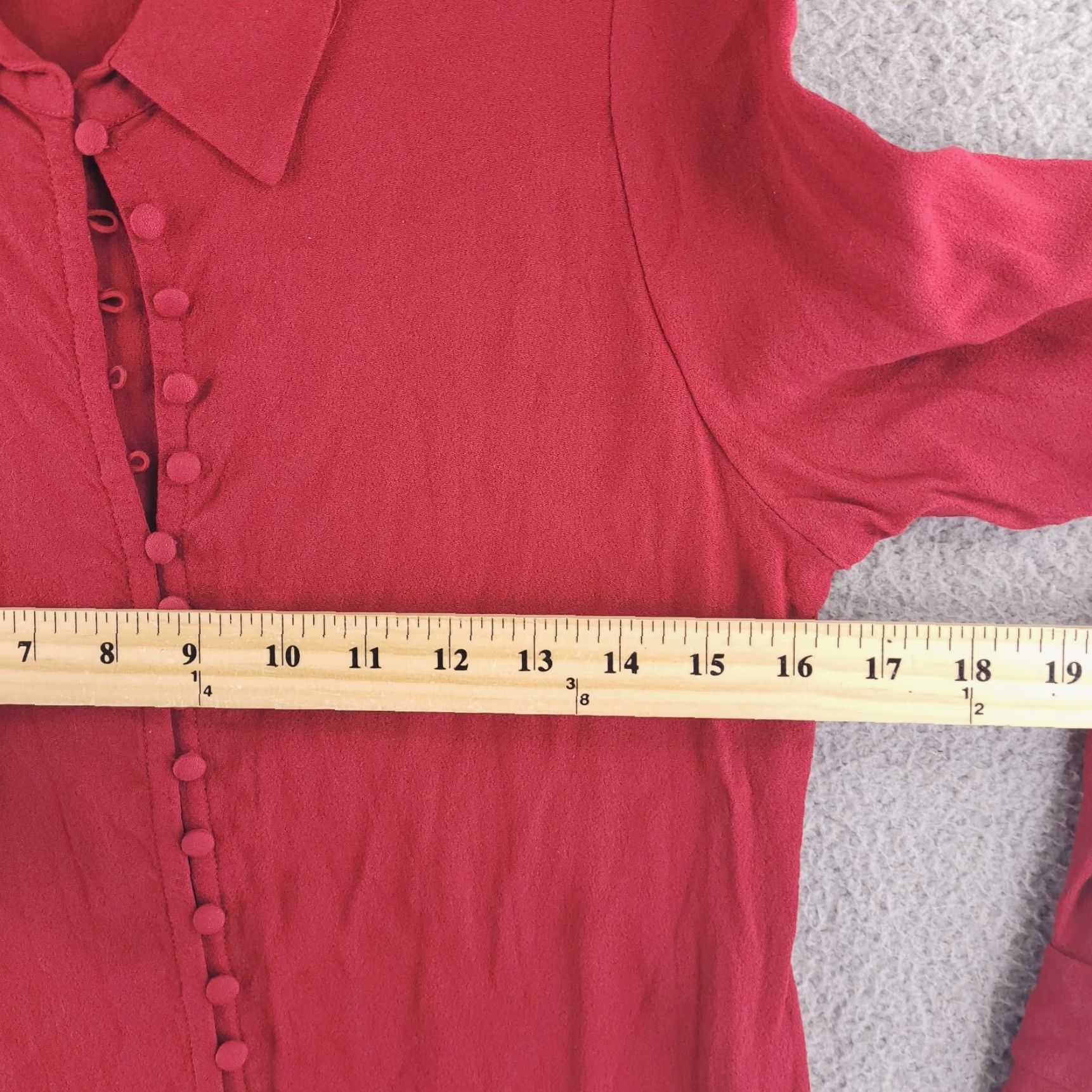 Soft Surroundings Soft Surroundings Blouse Shirt Womens Size 3X Burgundy Red Rayon Button Collared Long Sleeve Ruffle Cuffs Size XXL / US 16-18 / IT 52-54 - 7 Thumbnail