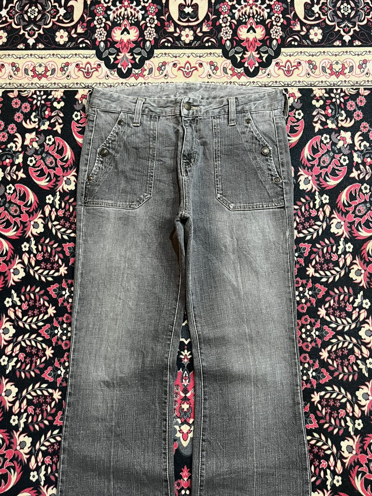 If Six Was Nine Japanese Brand Grey Washed Fatigue Style Flare Jeans Size US 30 / EU 46 - 3 Thumbnail