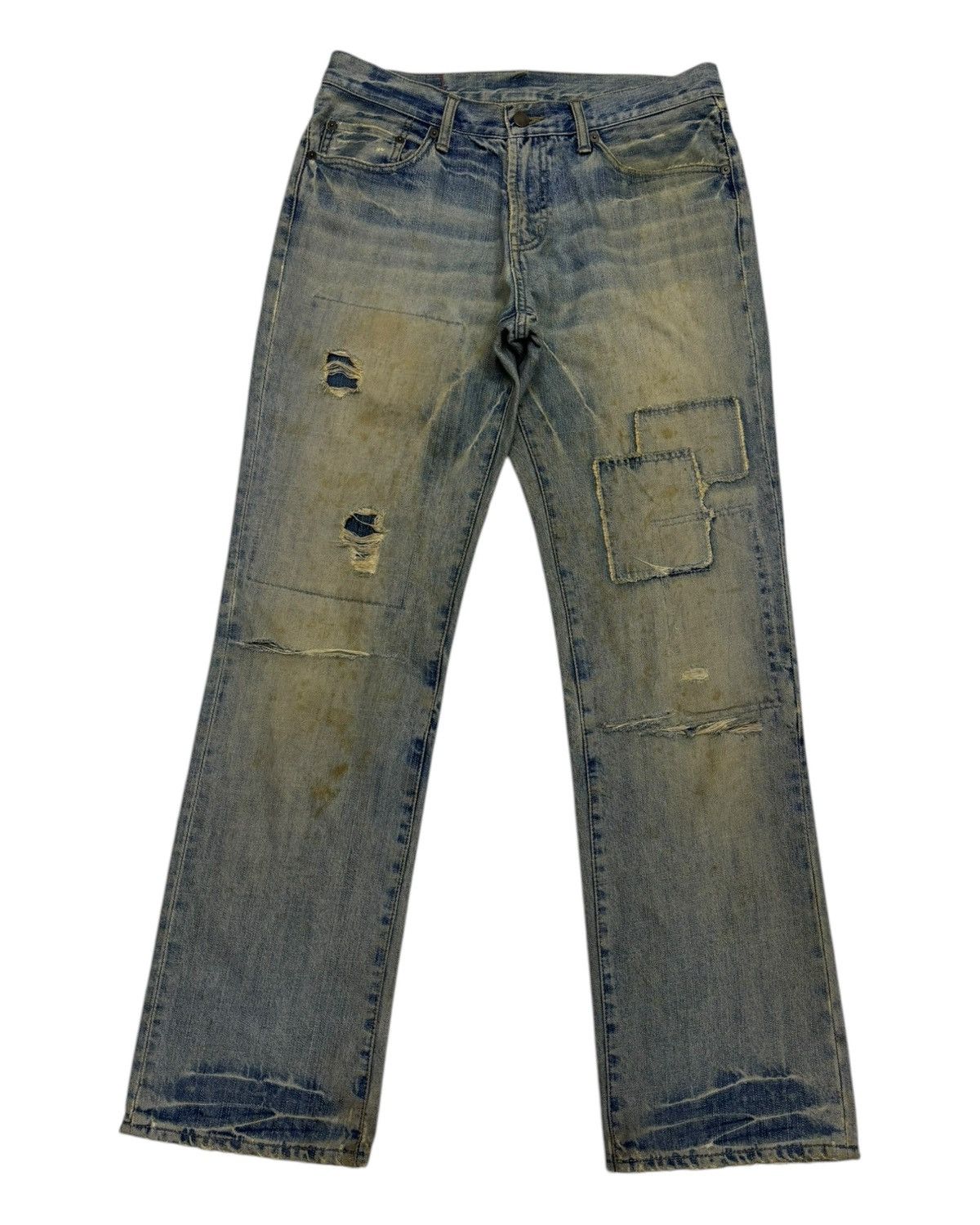 Hysteric Glamour × If Six Was Nine × Le Grande Bleu (L.G.B.) BAGGY JEANS COMME CA COMMUNE PATCHWORK RIPPED DENIM JEANS Size US 32 / EU 48 - 1 Thumbnail