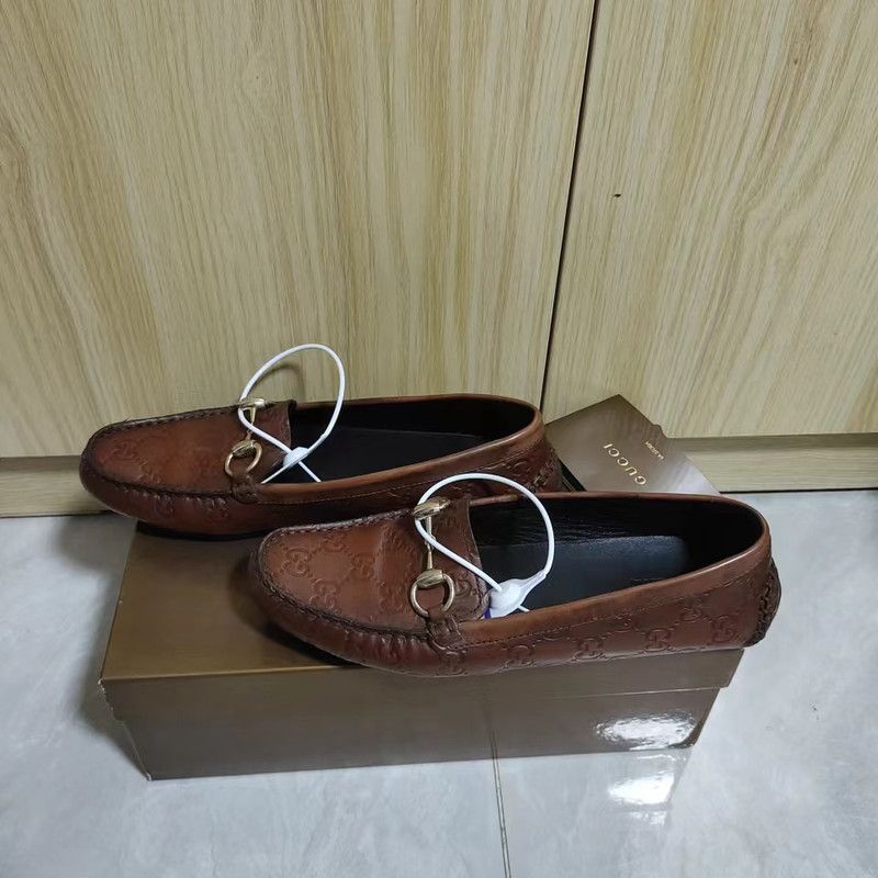Gucci Gucci Brown Logo Print Loafers 0079 Size US 7.5 / EU 40-41 - 1 Thumbnail