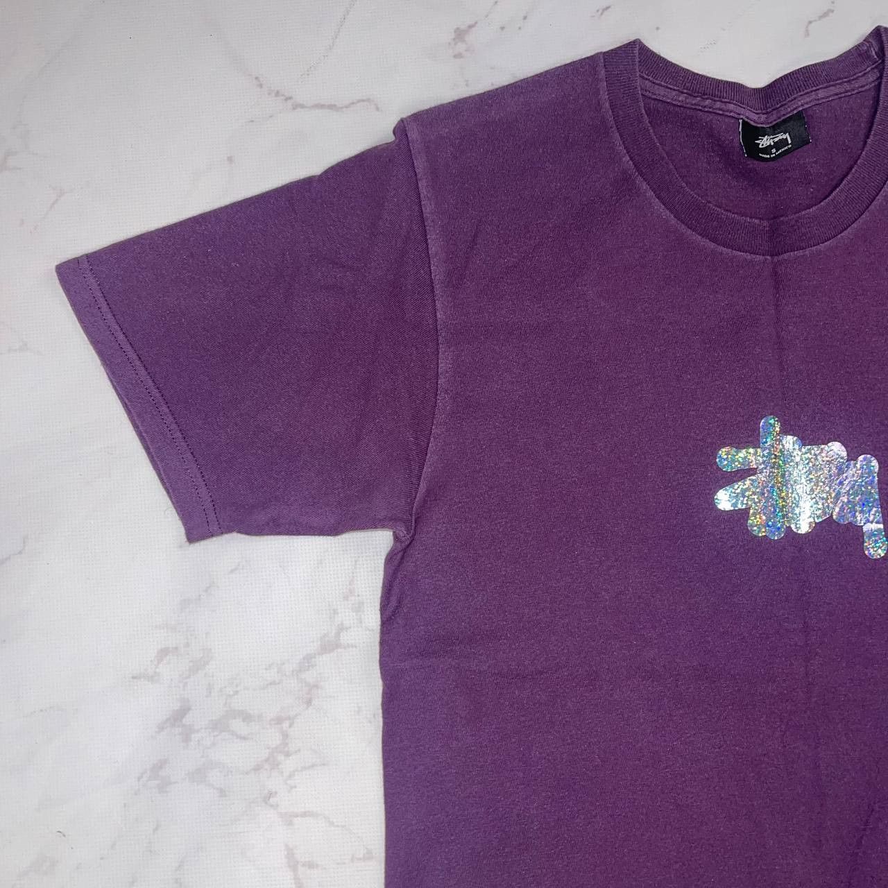 Stussy STUSSY T-Shirt Purple Glitter Logo Tee Size S Size US S / EU 44-46 / 1 - 5 Thumbnail
