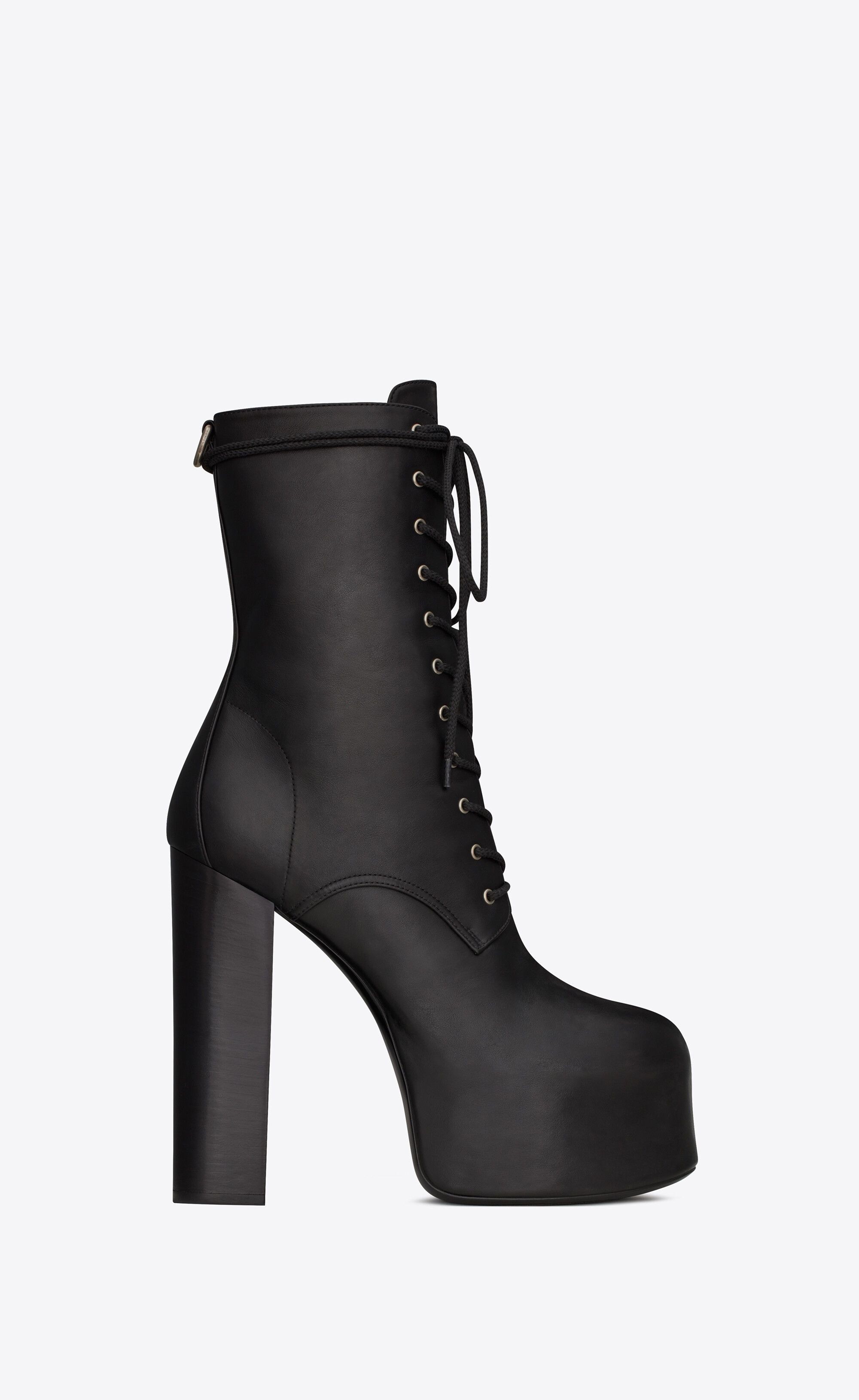 o1bcso1str0125 Cherry Lace Up Platform Booties in Black