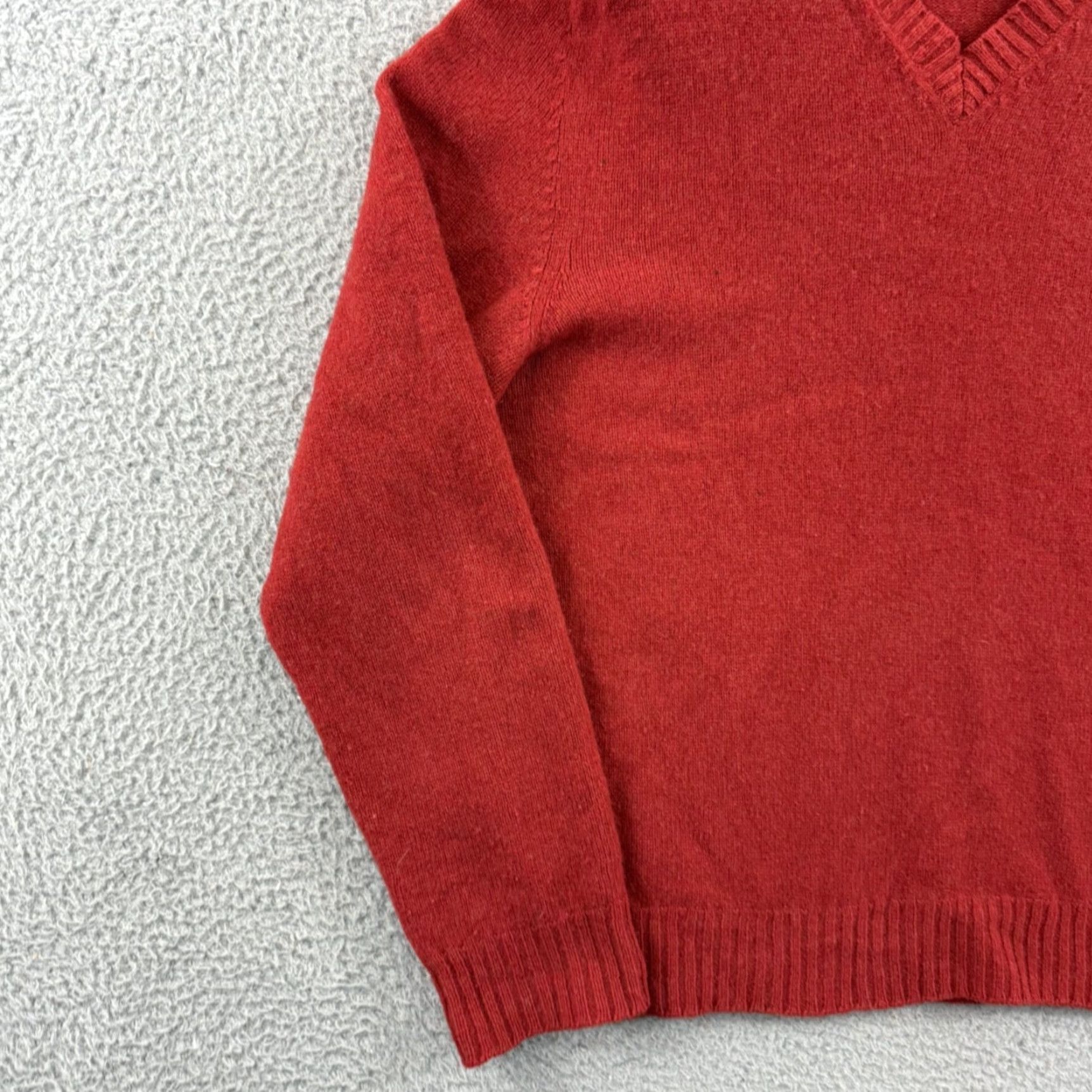 Lands' End VINTAGE Lands End Sweater Mens Large Orange Lambswool Knit V Neck Classic Preppy Size US L / EU 52-54 / 3 - 4 Thumbnail