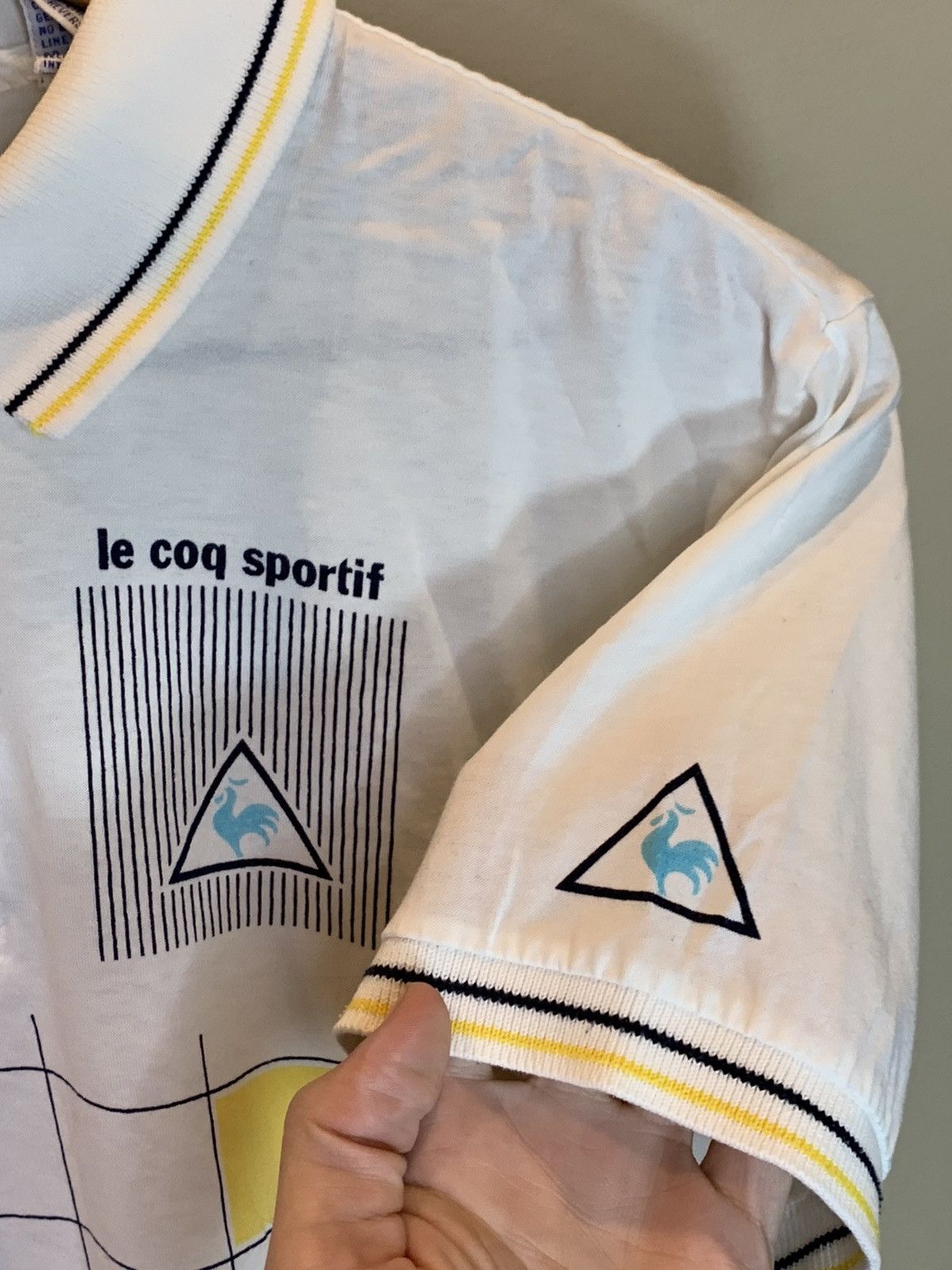 Le Coq Sportif RARE* Vintage 80’s Le Coq Sportif Grid Art Polo Henley Shirt Size US M / EU 48-50 / 2 - 3 Thumbnail