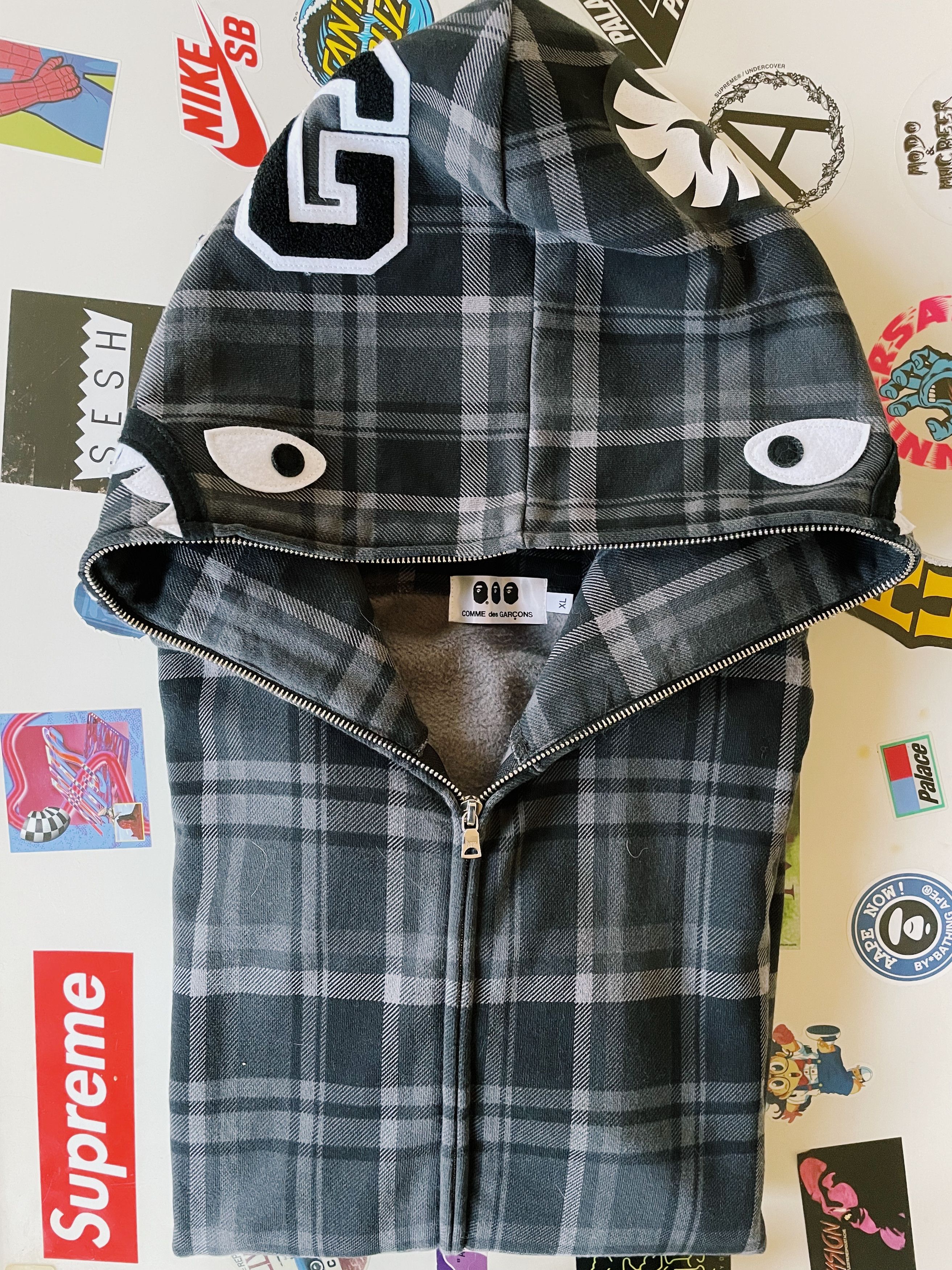 Bape × Comme des Garcons Bape X CDG Osaka Limited Plaid Shark Full zip Hoodie Size US XL / EU 56 / 4 - 10 Thumbnail