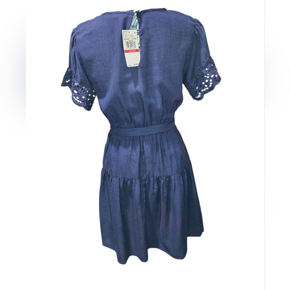 Michael Kors Michael Kors Navy Blue Tiered Eyelet Short Sleeve Dress XS Size XS / US 0-2 / IT 36-38 - 3 Thumbnail