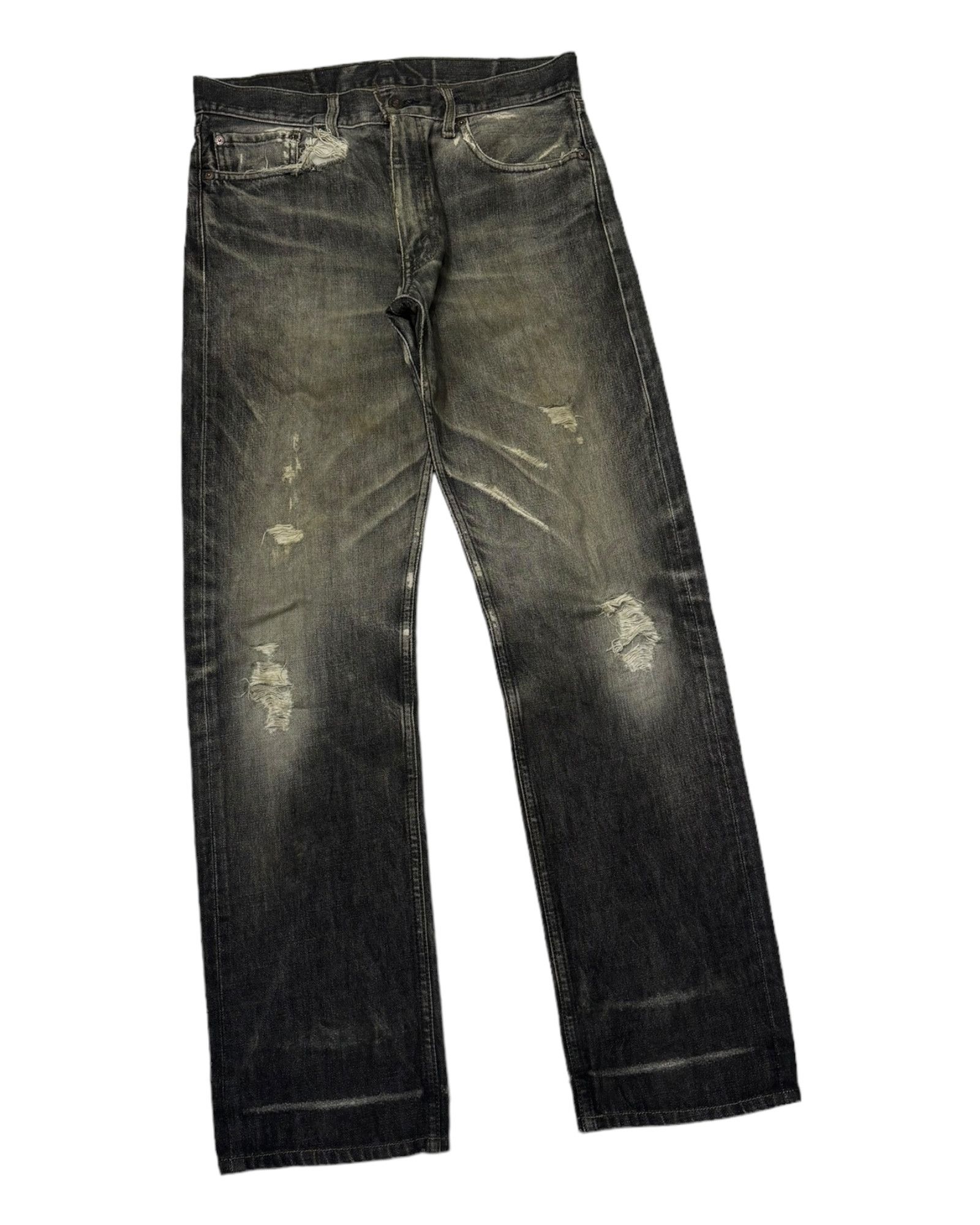Levi's 🔥LEVIS 505 BLACK THRASH RIPS DENIM JEANS UNDERCOVER STYLE Size US 32 / EU 48 - 3 Thumbnail