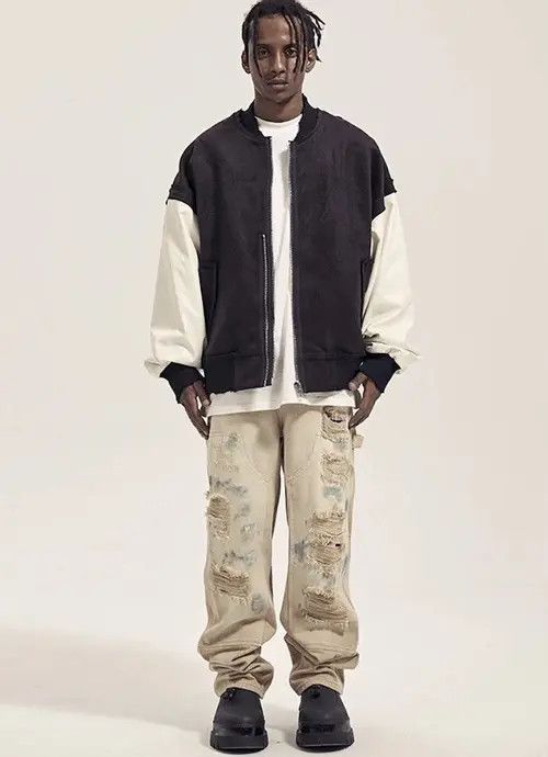 Jean × Vintage Beige Paint Splatter Distressed Denim Jeans y2k Size US 30 / EU 46 - 3 Thumbnail