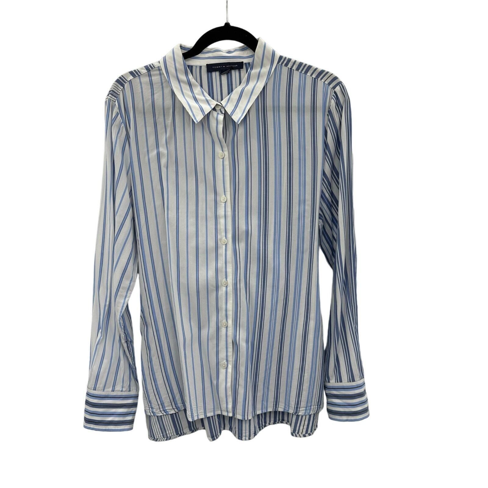 Tommy Hilfiger Tommy Hilfiger Shirt Women's XL Blue White Striped Button Do Size XL / US 12-14 / IT 48-50 - 1 Thumbnail
