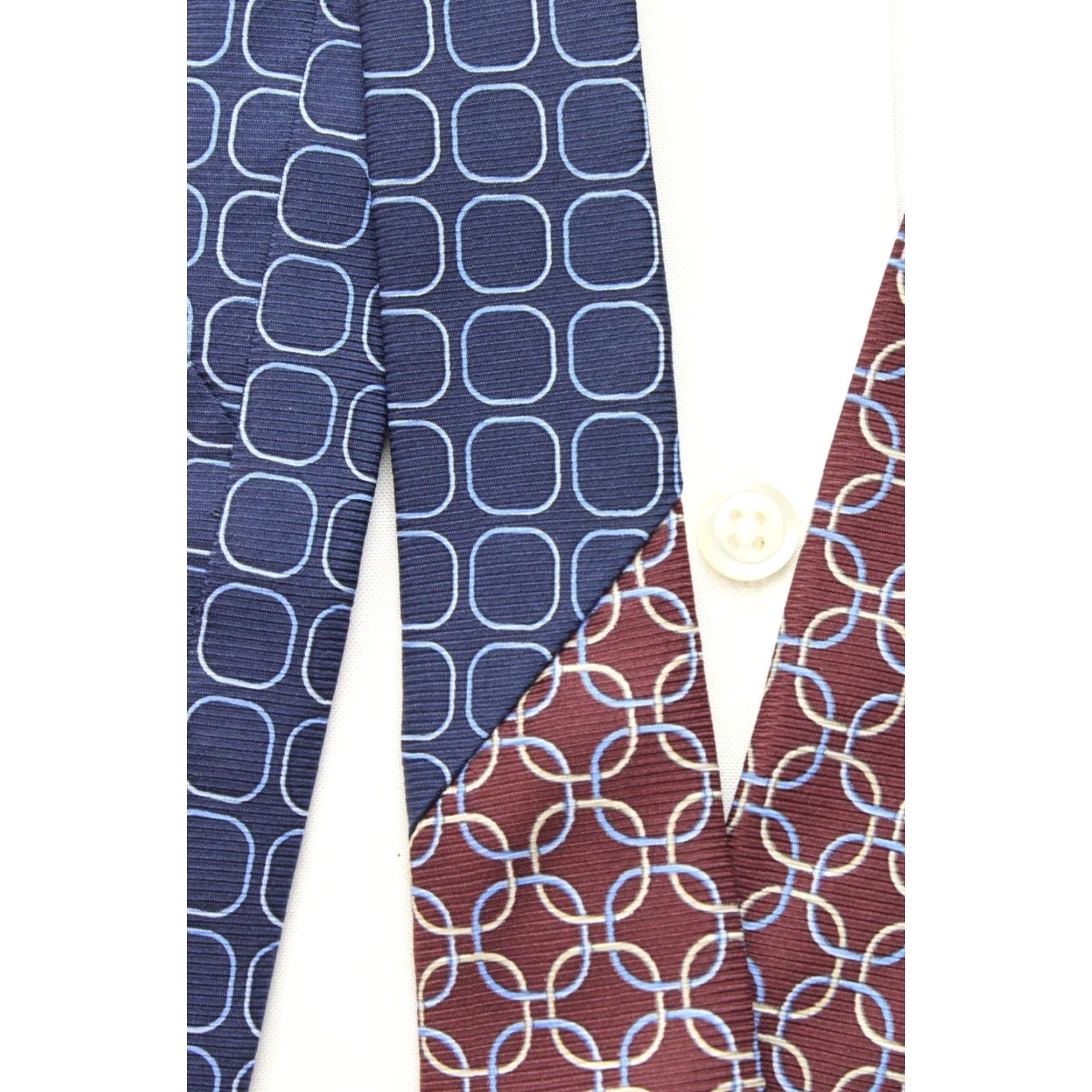 Tommy Hilfiger VTG Tommy Hilfiger Silk Necktie Burgandy Blue Geometric Men's Tie Stylish USA Size ONE SIZE - 5 Thumbnail