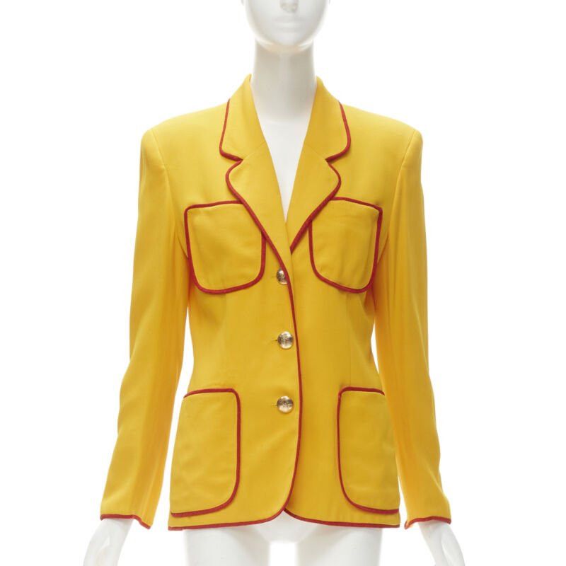 Moschino MOSCHINO CHEAP CHIC Vintage yellow red trim 4-pocket blazer jacket IT44 L Size M / US 6-8 / IT 42-44 - 1 Thumbnail