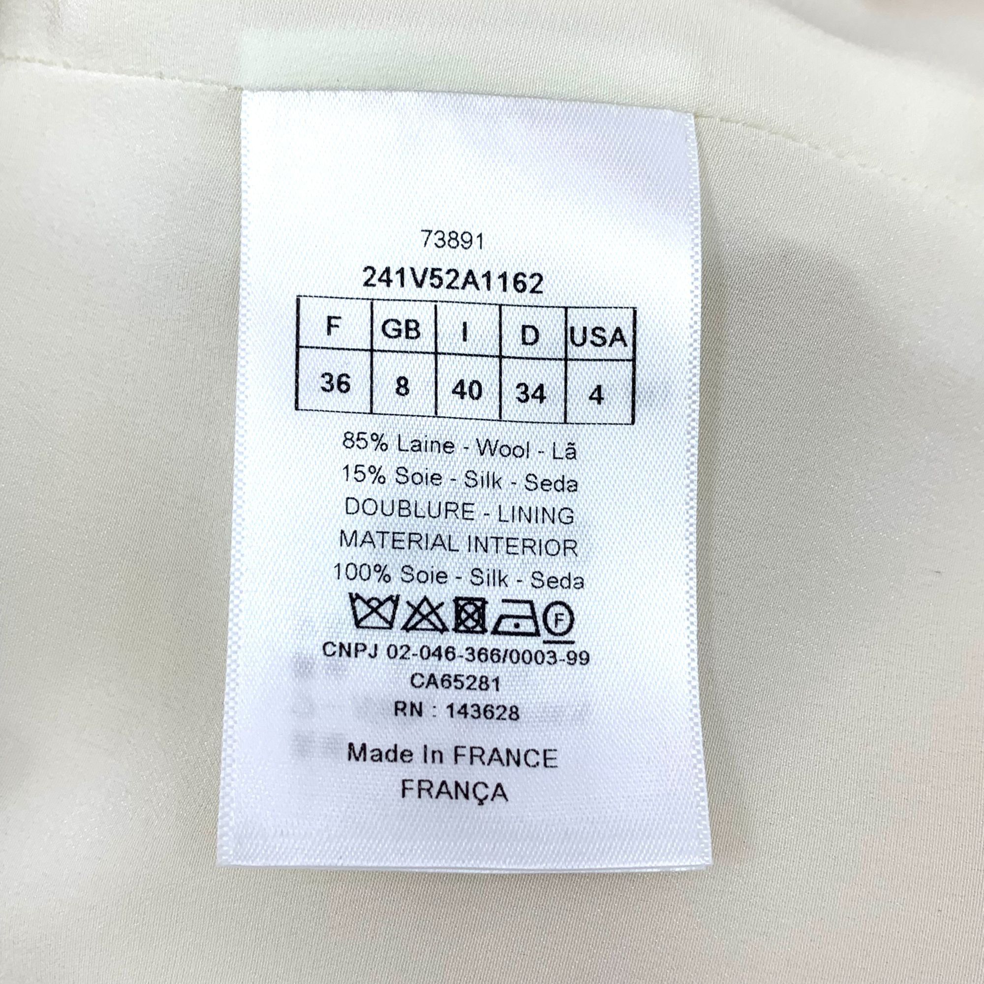 Dior Christian Dior Womens Cream Wool Blend Button Front Jacket W Size XS / US 0-2 / IT 36-38 - 8 Thumbnail