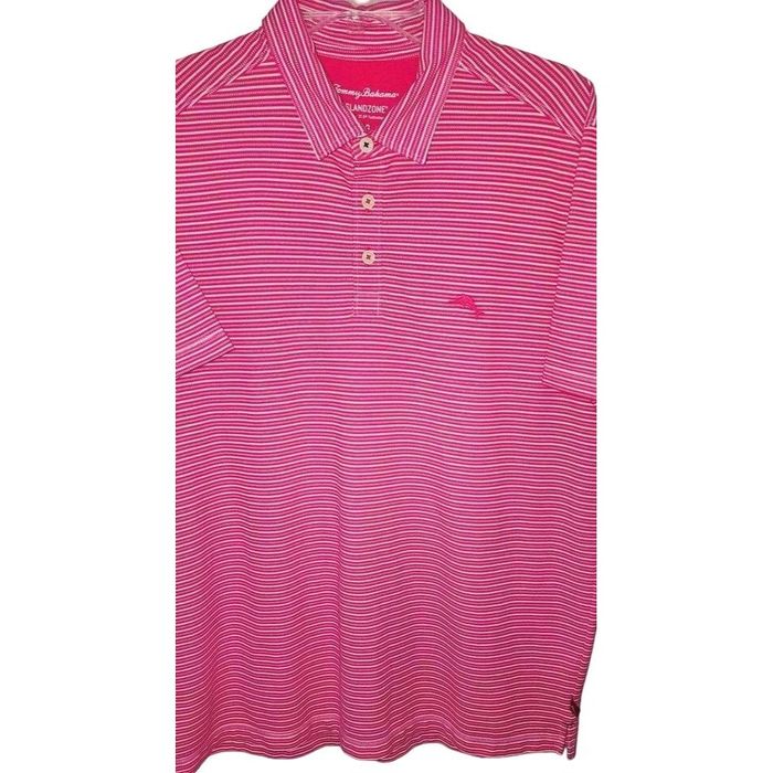 Tommy Bahama Tommy Bahama Mens Large Bright Pink Striped Short Sleeve ...