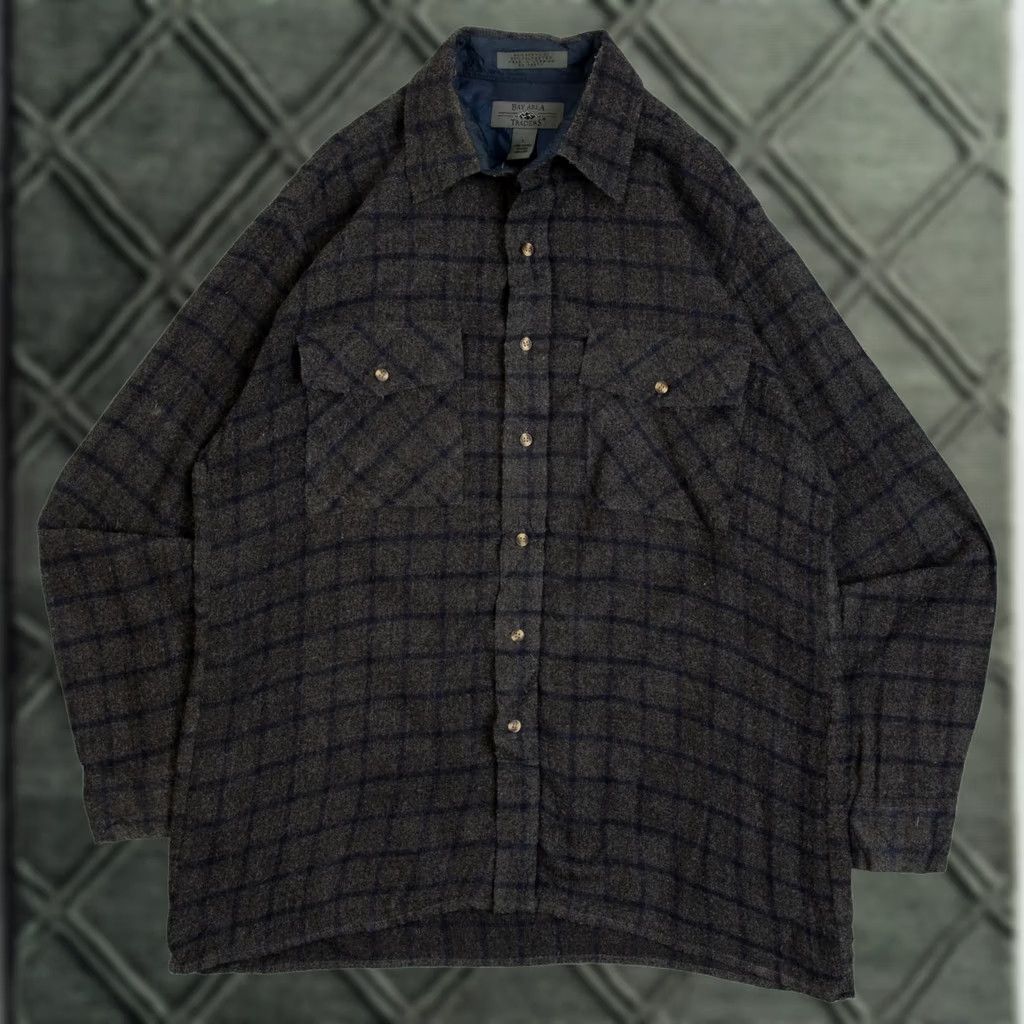Vintage VINTAGE Checked Shirt Large Men's Grey Plaid Wool Style Size US L / EU 52-54 / 3 - 1 Thumbnail
