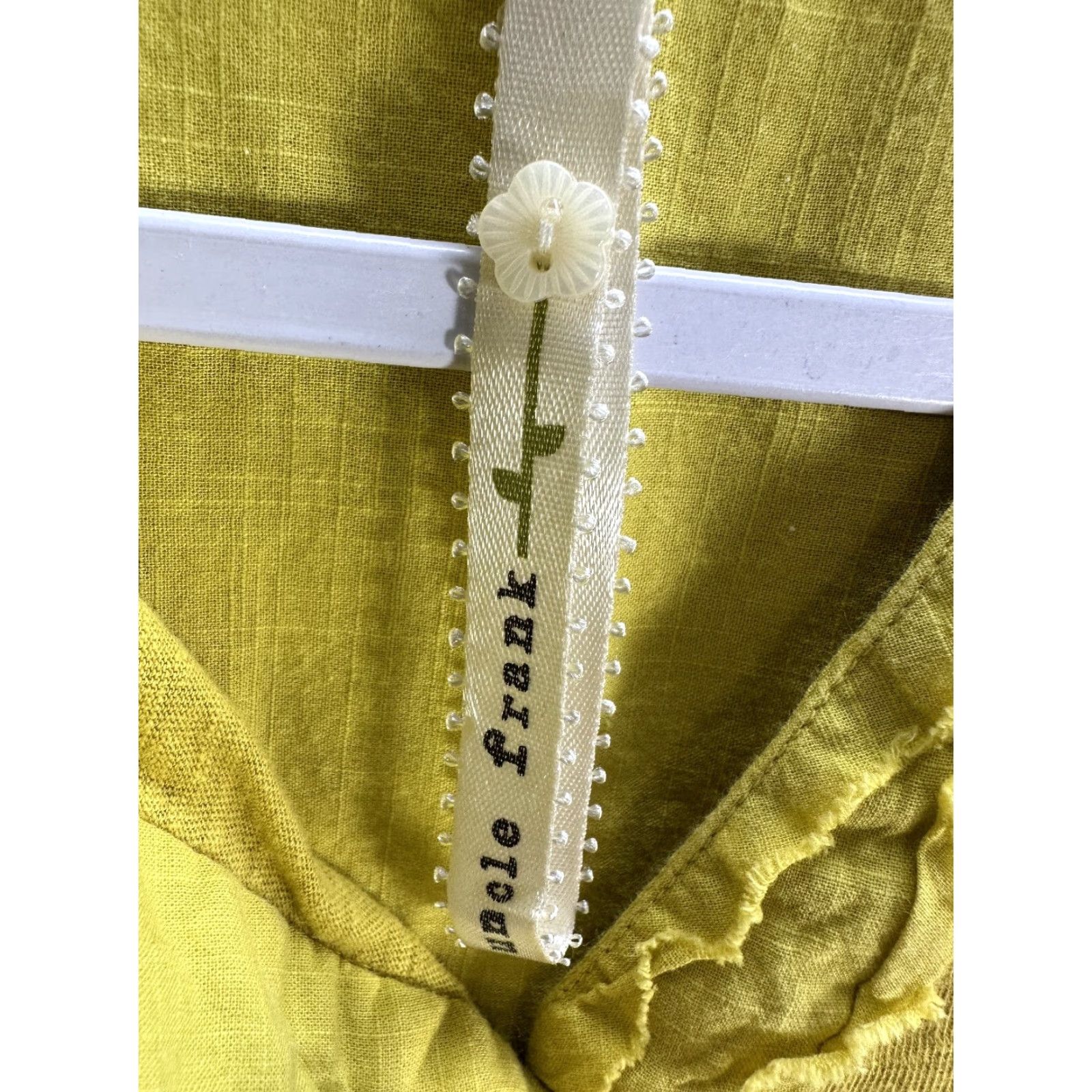 Vintage Uncle Frank Mustard Yellow Oversized Shirt Blouse Top Relaxed Cotton Sz S/M Womens Short Sleeve V-Neck Size S / US 4 / IT 40 - 3 Thumbnail