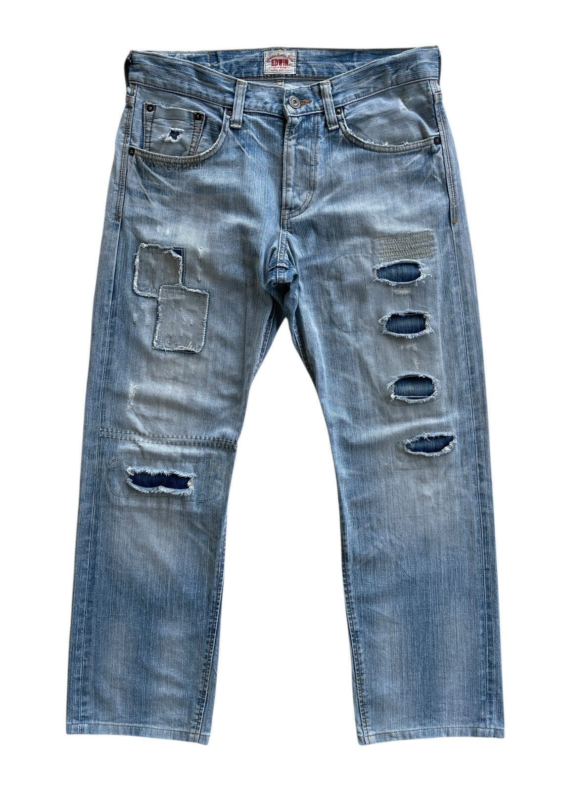 Vintage Vintage Edwin EV Distressed Patchwork Denim Size US 33 - 1 Thumbnail