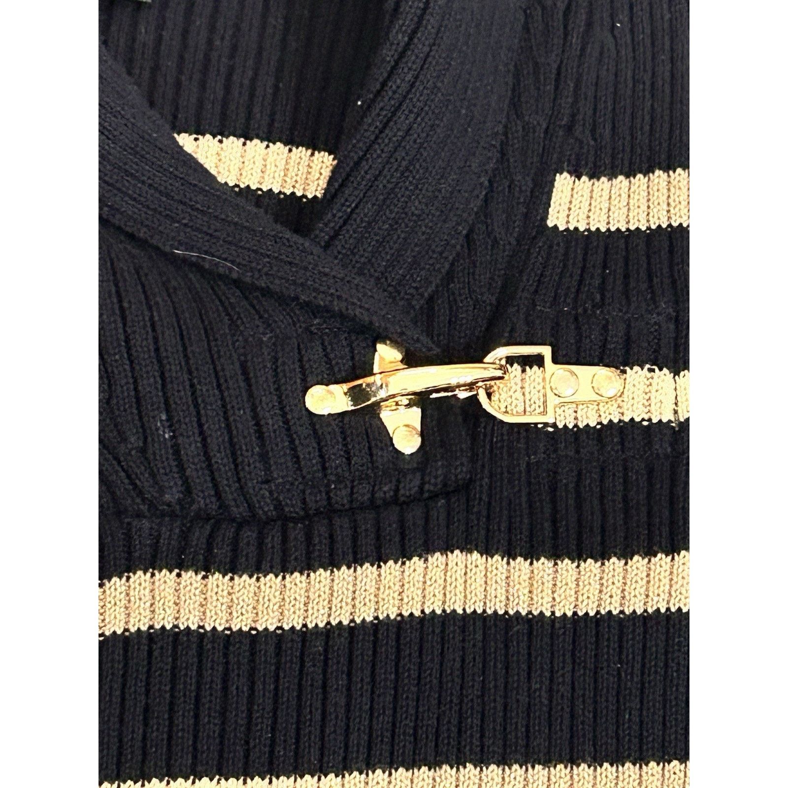 Ralph Lauren Ralph Lauren Ribbed Sweater Women’s L Blck Gold Cotton Vntg Size L / US 10 / IT 46 - 2 Thumbnail