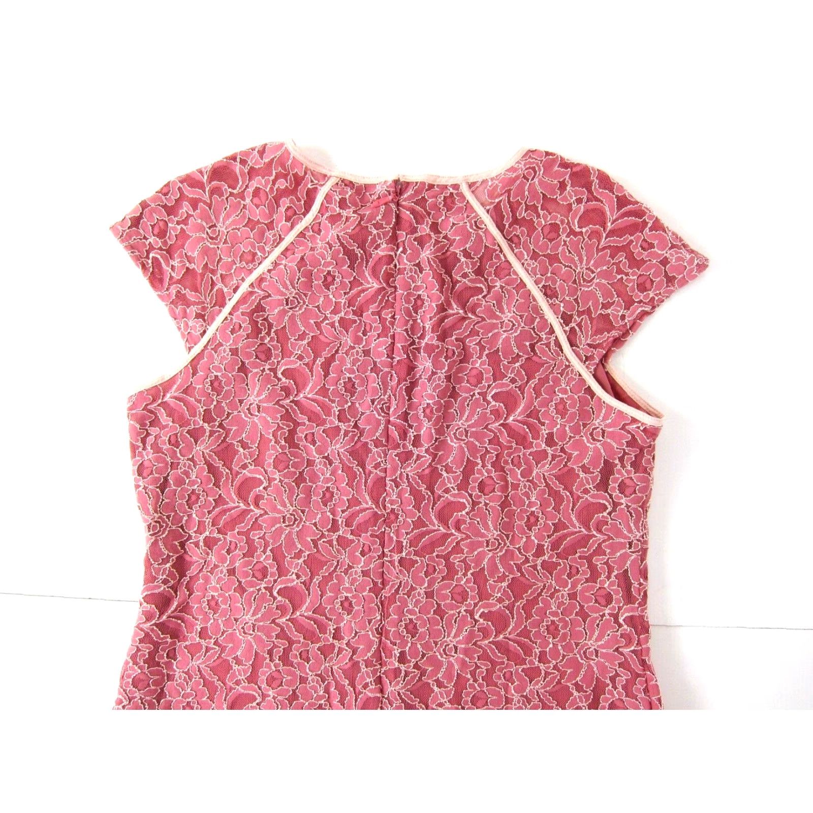 Vintage VINTAGE New York & Company Stretch Floral Pink Cap Sleeve Sheath Shift Dress Large Size L / US 10 / IT 46 - 5 Thumbnail