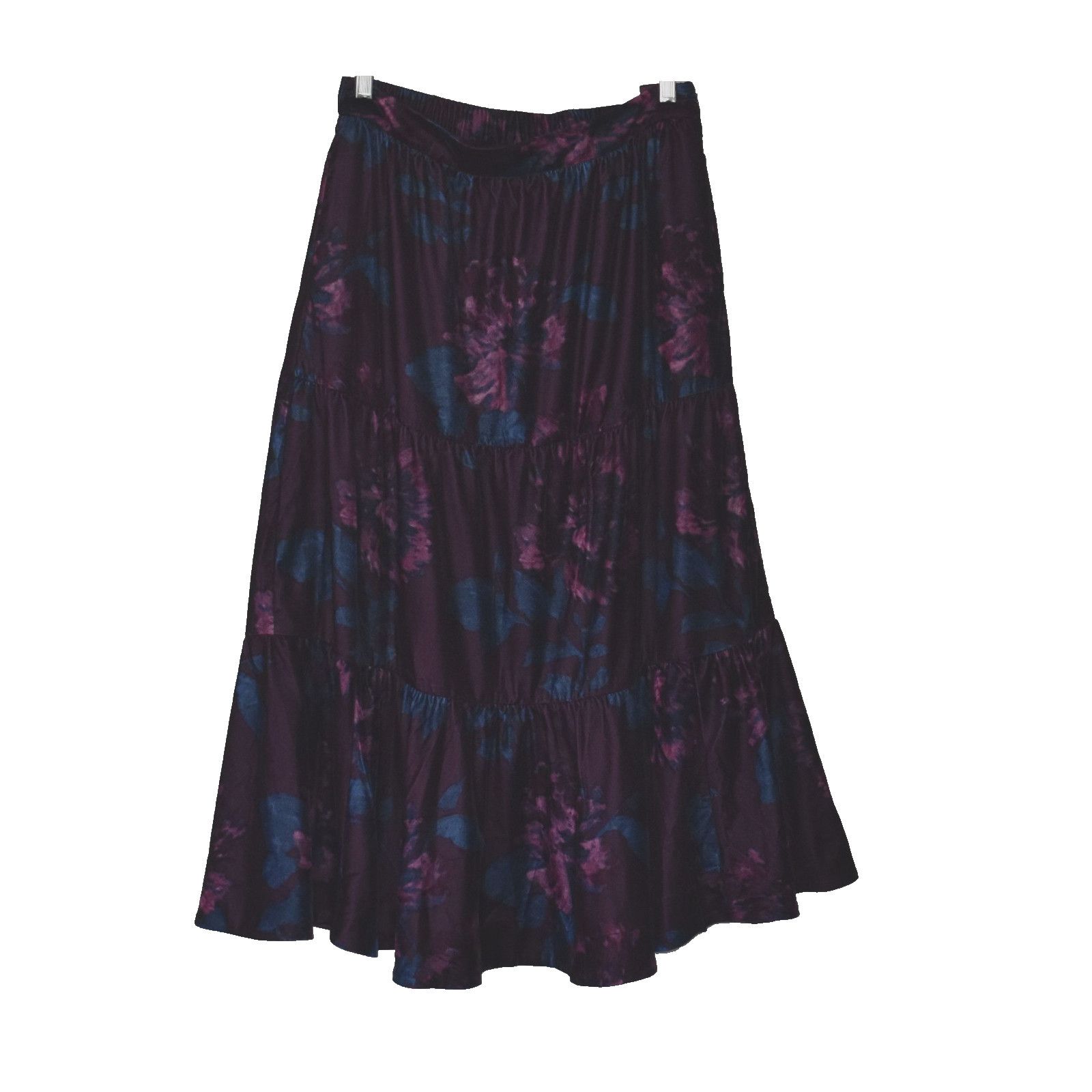 Soft Surroundings SOFT SURROUNDINGS Velour Floral Tiered Maxi Skirt Size M Size 31" - 2 Thumbnail