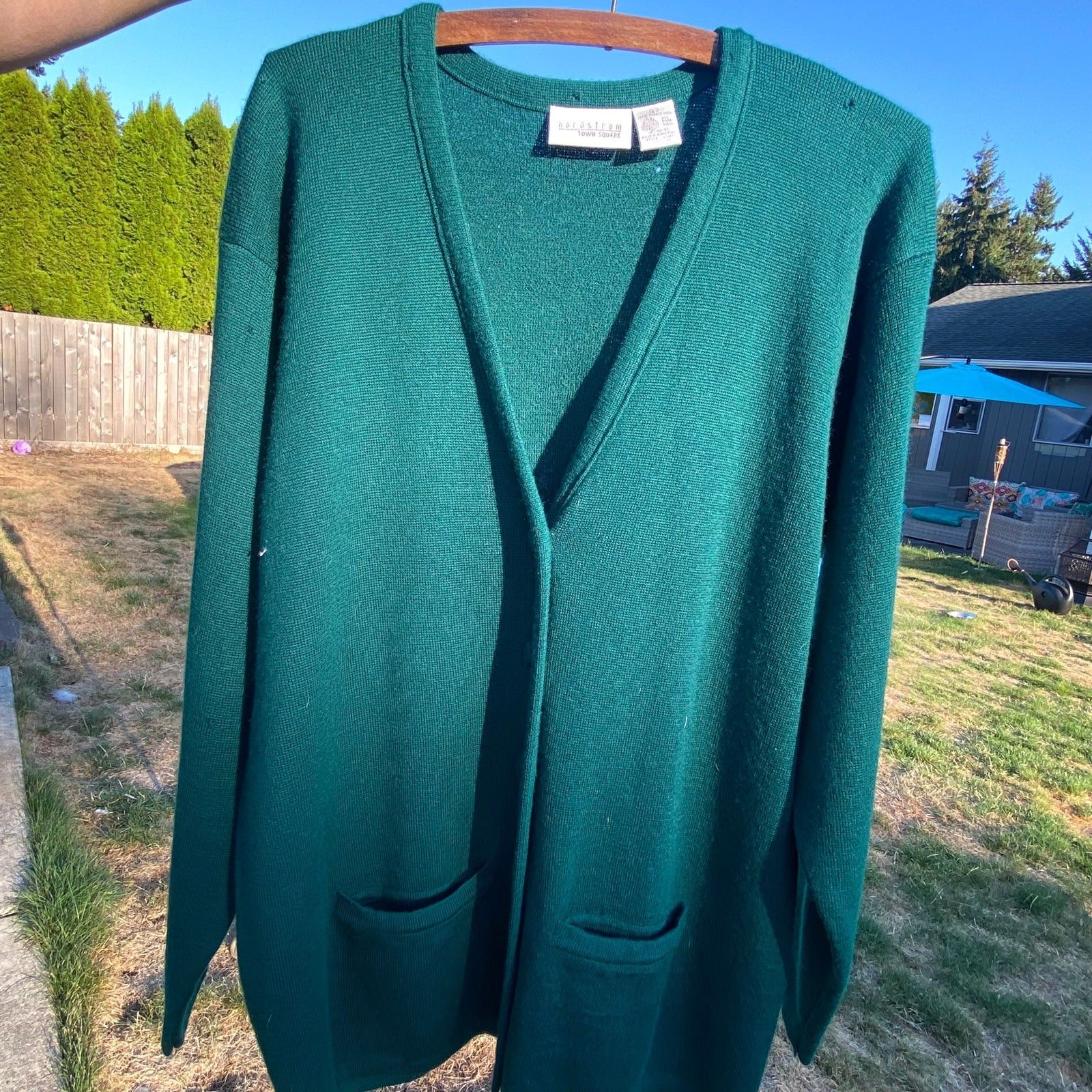 Nordstrom Vintage Nordstrom Town Square Green Wool Cardigan Sweater Size L / US 10 / IT 46 - 1 Thumbnail