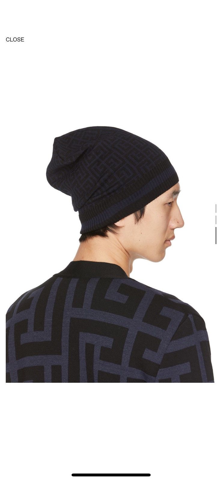 Balmain Black & Navy Wool Beanie Size ONE SIZE - 5 Thumbnail