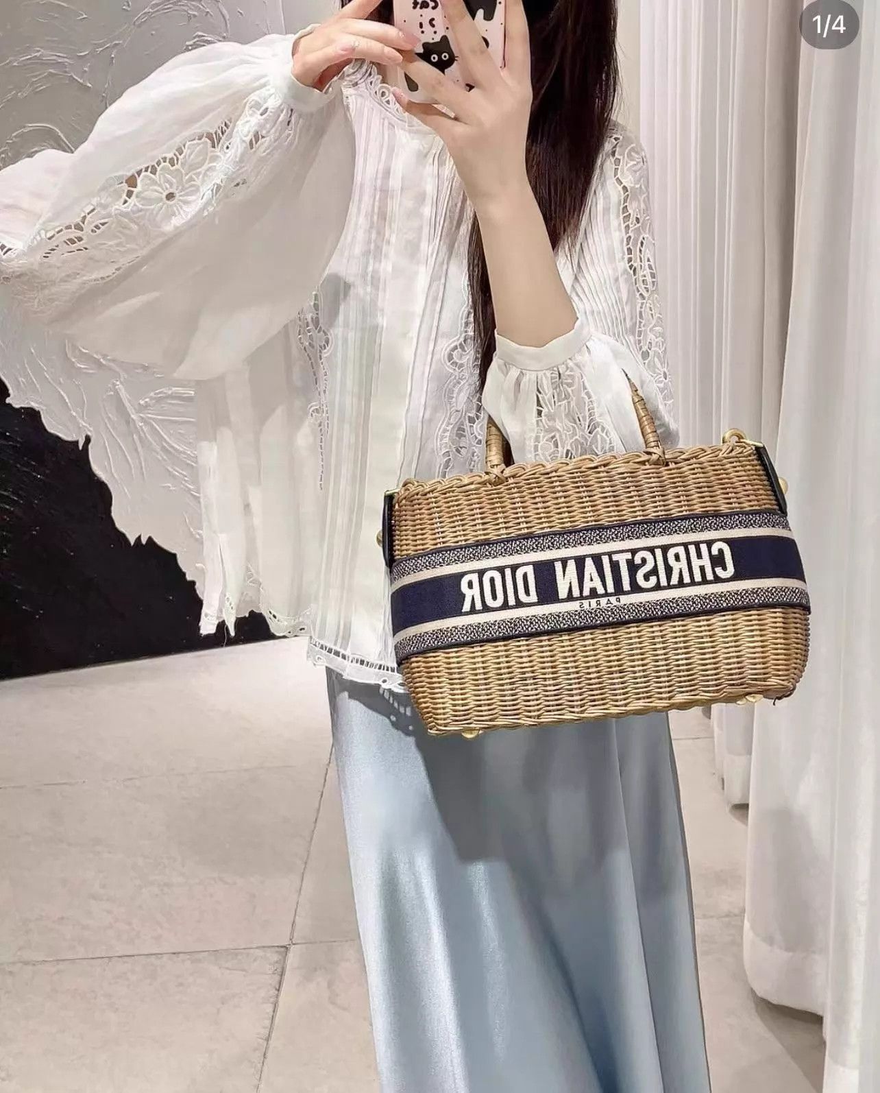 Dior DIOR Runway Wicker Basket Oblique Blue Picnic Bag Size ONE SIZE - 8 Thumbnail