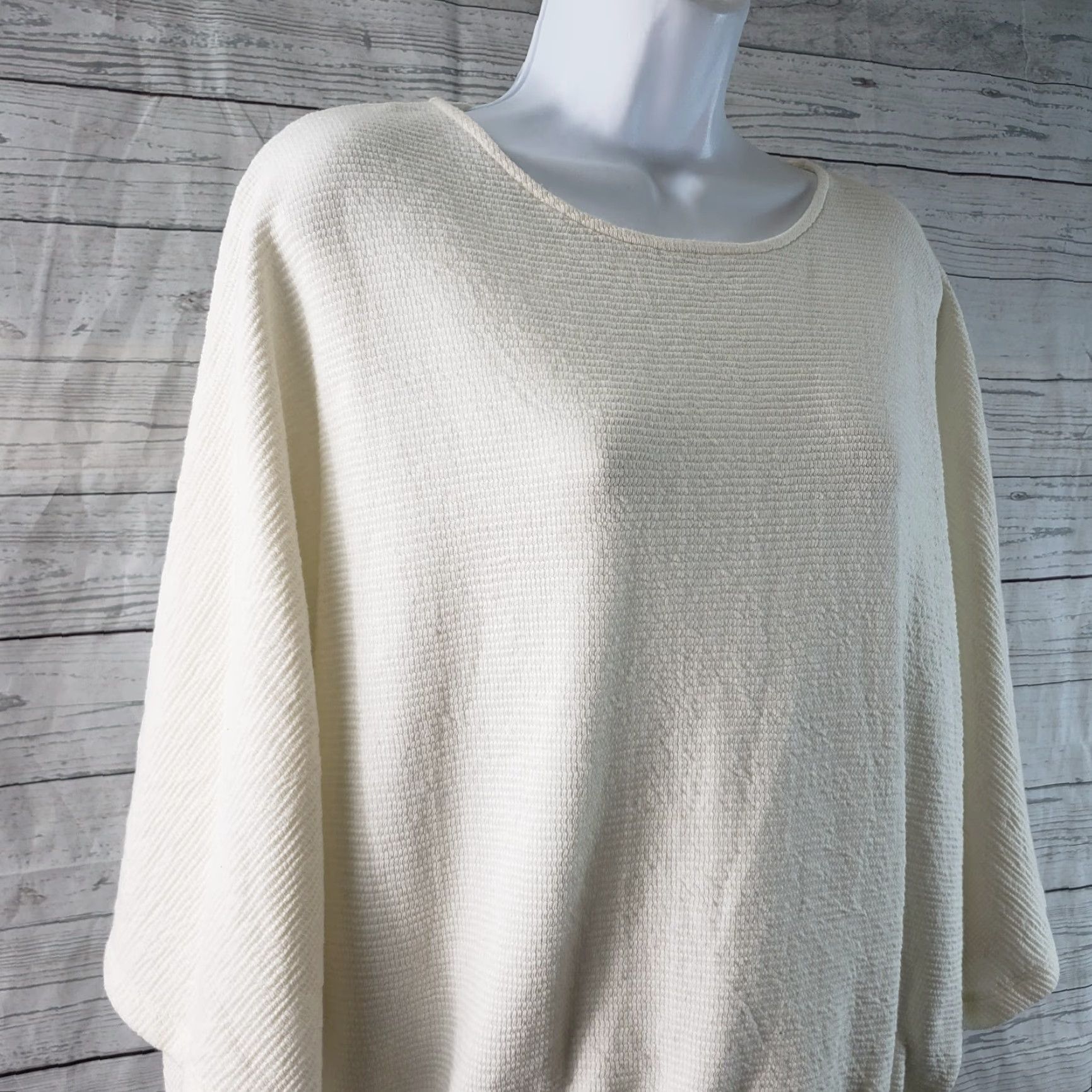Madewell Madewell Womens Textural Tie Back Top Sz Small Ivory 3/4 Sleeve Blouse Tie Hem Banded Bottom Solid Cotton Blend Size S / US 4 / IT 40 - 2 Thumbnail