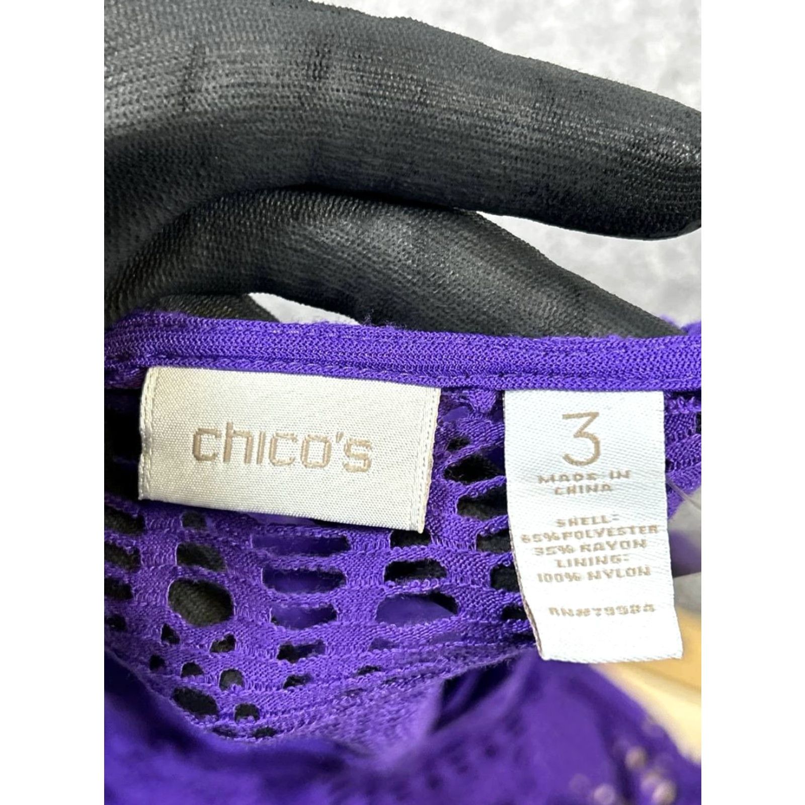 Vintage Chico's Shirt Womens 3 Medium Purple Open Knit Top New Size XS / US 0-2 / IT 36-38 - 3 Thumbnail