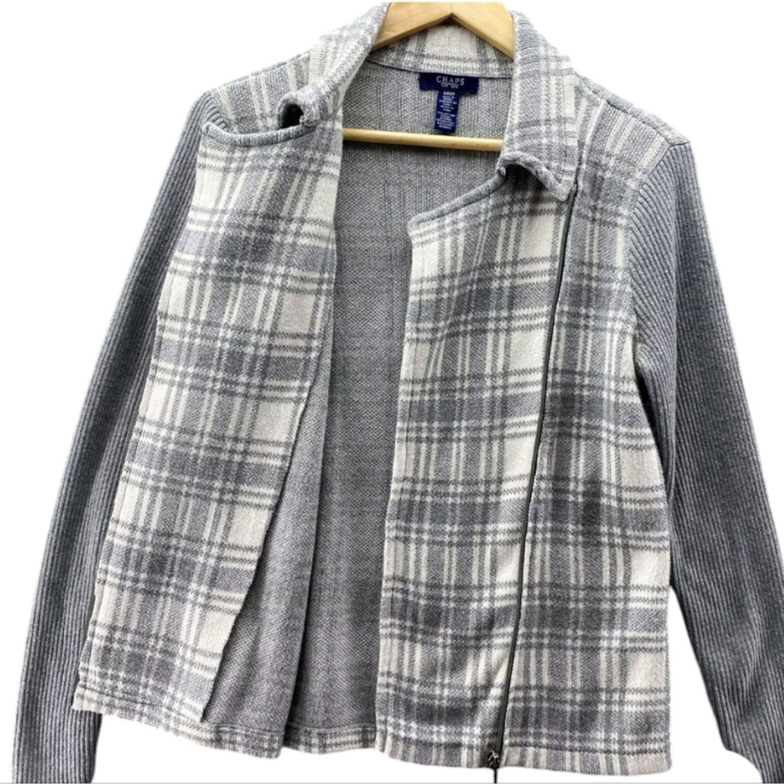 Chaps Chaps Ralph Lauren Plaid Zip Cardigan Sweater Jacket Small Size S / US 4 / IT 40 - 2 Thumbnail