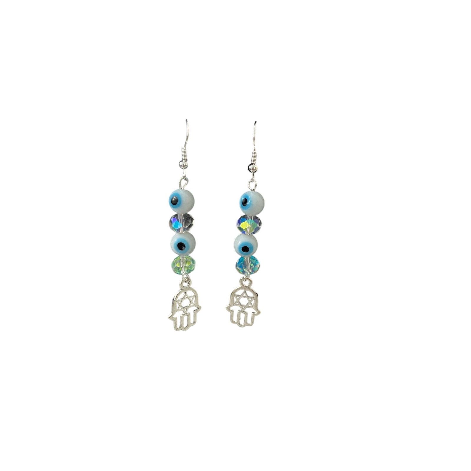 Handmade hamsa earrings silver tone Size ONE SIZE - 1 Thumbnail