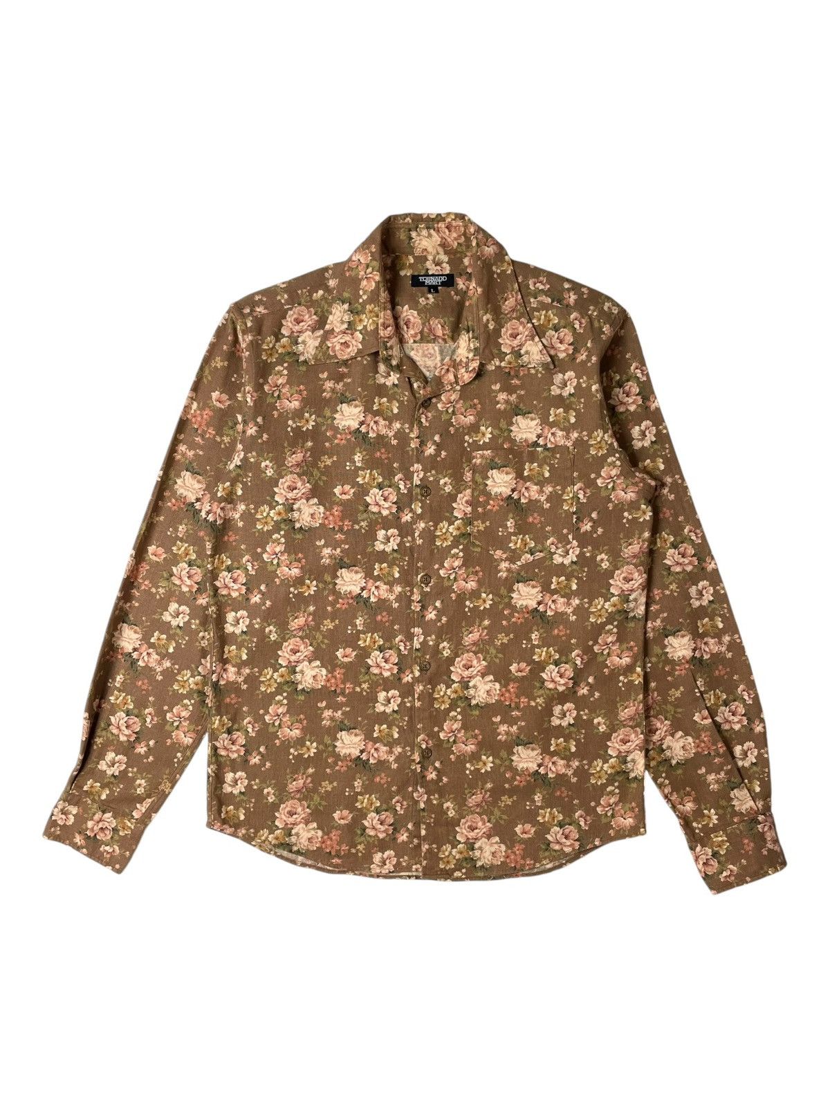 Japanese Brand Tornado Mart Flowers Linen Long Sleeve Shirt Size US M / EU 48-50 / 2 - 1 Thumbnail