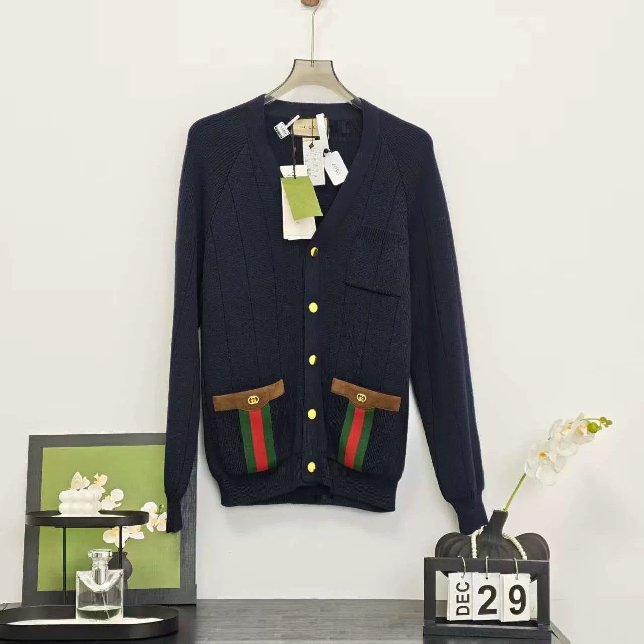 Gucci Gucci Wool Cardigan with GG and Stripes Size US L / EU 52-54 / 3 - 1 Thumbnail
