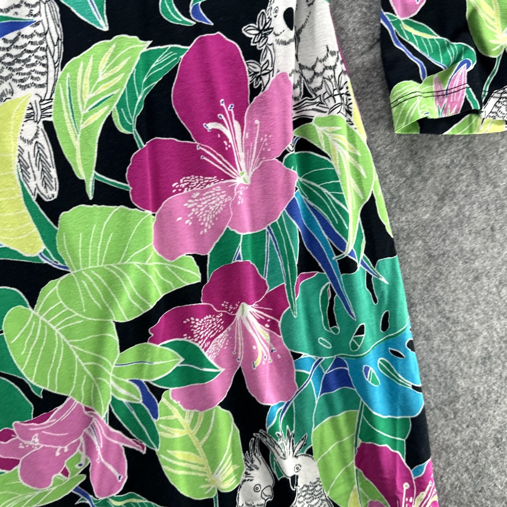 Tori Richard Tori Richard Dress Womens Large Black Tropical Parrot Floral 3/4 Sleeve Size L / US 10 / IT 46 - 6 Thumbnail