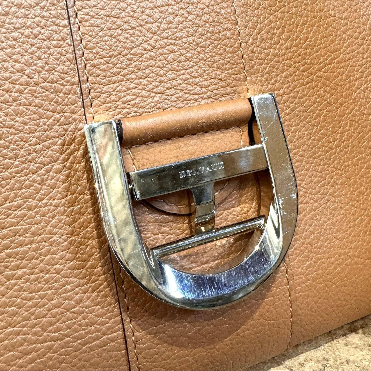 Delvaux Delvaux Brillant MM Brown Handbag With Strap & Hermès Twilly Size ONE SIZE - 12 Thumbnail