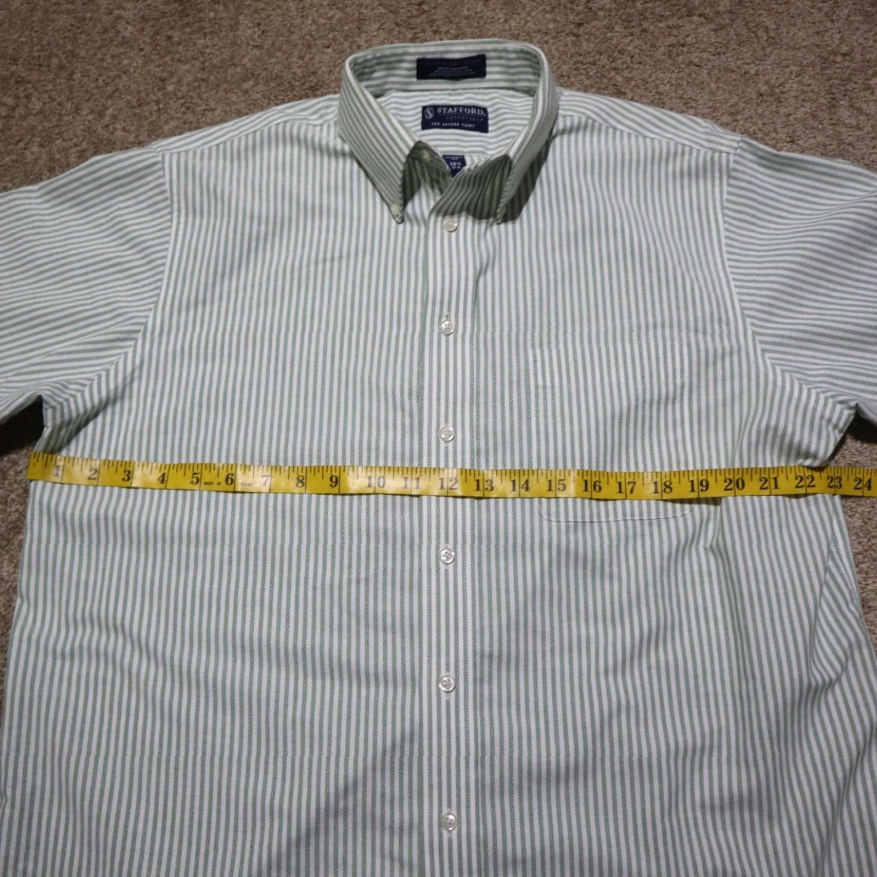 Stafford VINTAGE Stafford Green Striped Button-Up Shirt Long Sleeve Adult Medium Men's Size US L / EU 52-54 / 3 - 4 Thumbnail