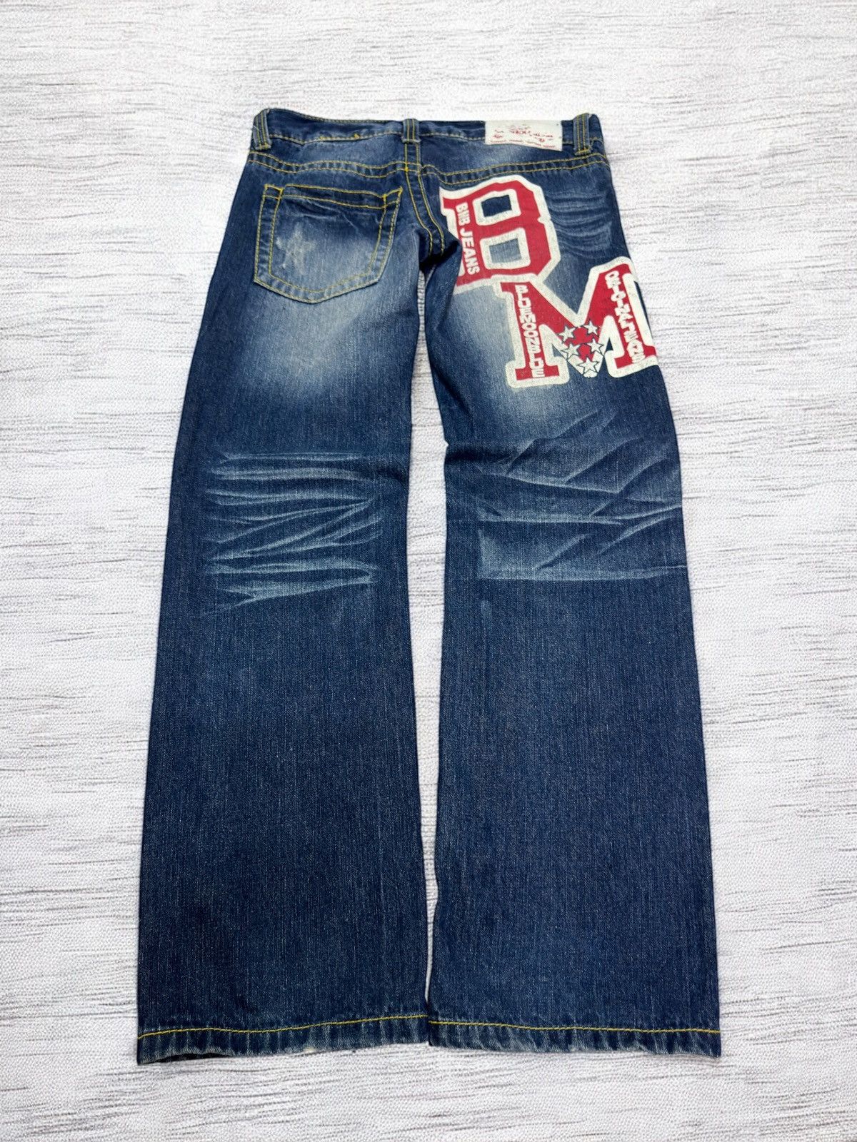 Hysteric Glamour Blue Moon Straight Cut Low Rise Jeans Y2K Graphic Denim Size US 31 - 2 Thumbnail