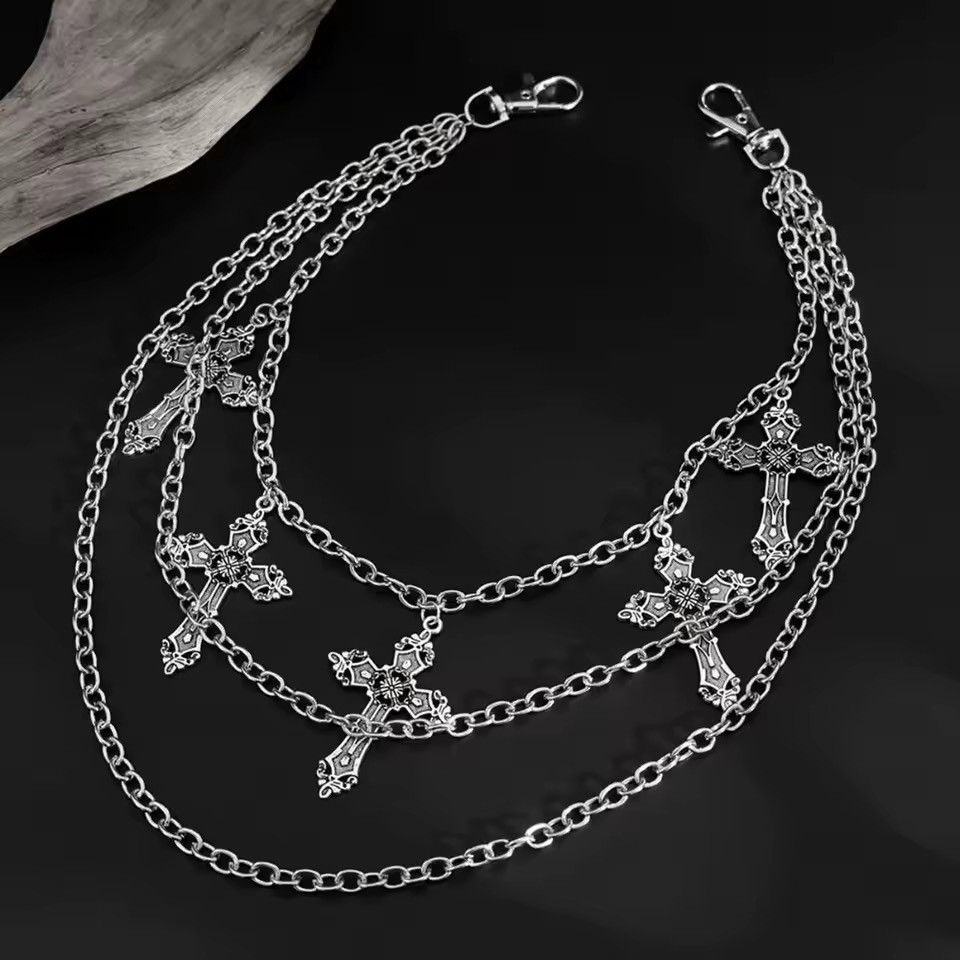Jewelry Punk Streetwear Gothic Cross Hip Hoo Keychain Jeans Chain Size ONE SIZE - 2 Thumbnail